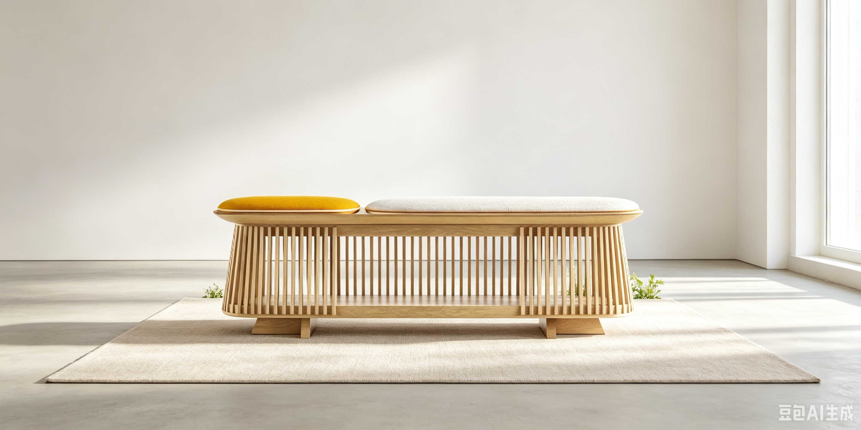 Solid Oak Wood Bench