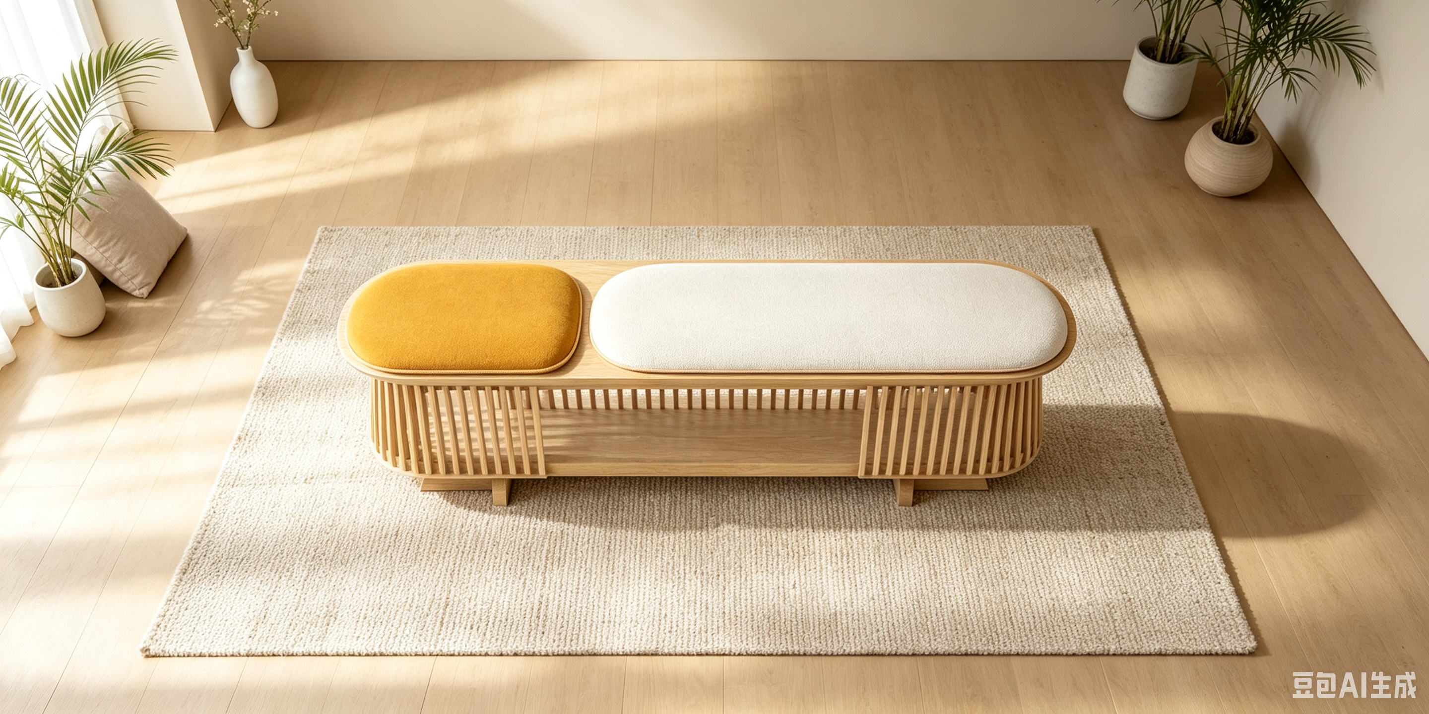 Solid Oak Wood Bench