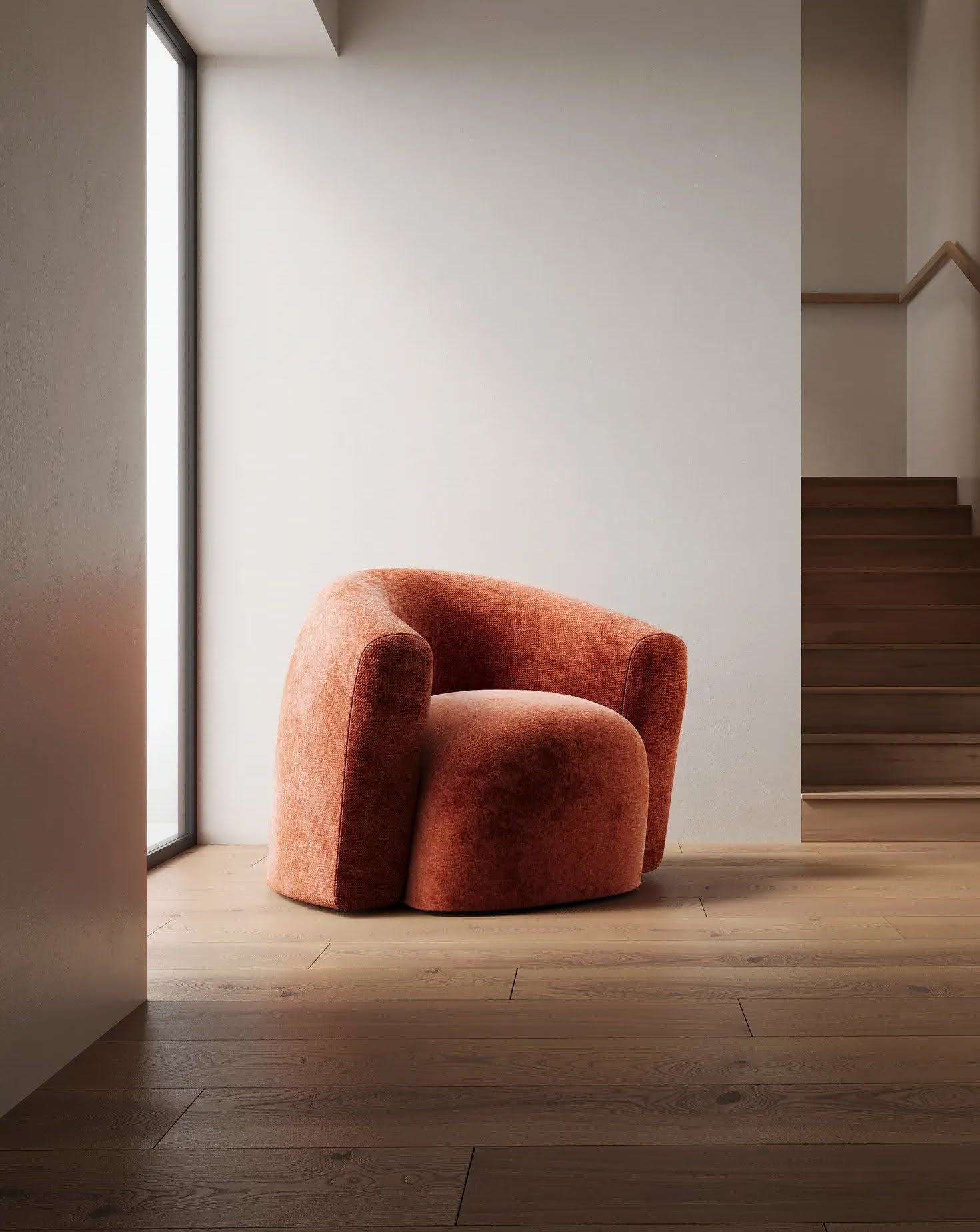 Suede Upholstered Armchair