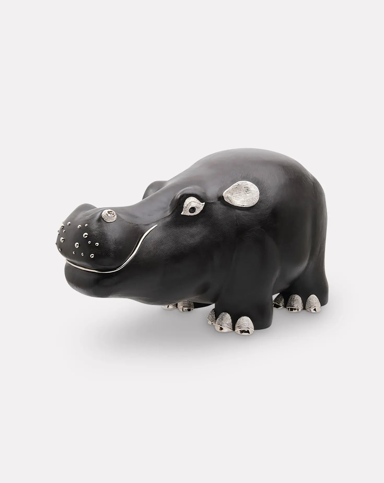 Brown Leather Hippo Stool