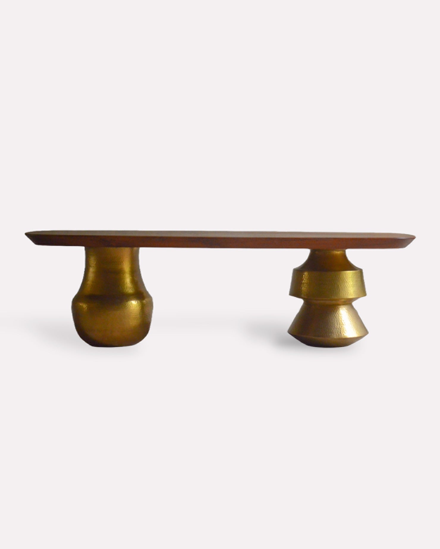 Brass and Wood Bench