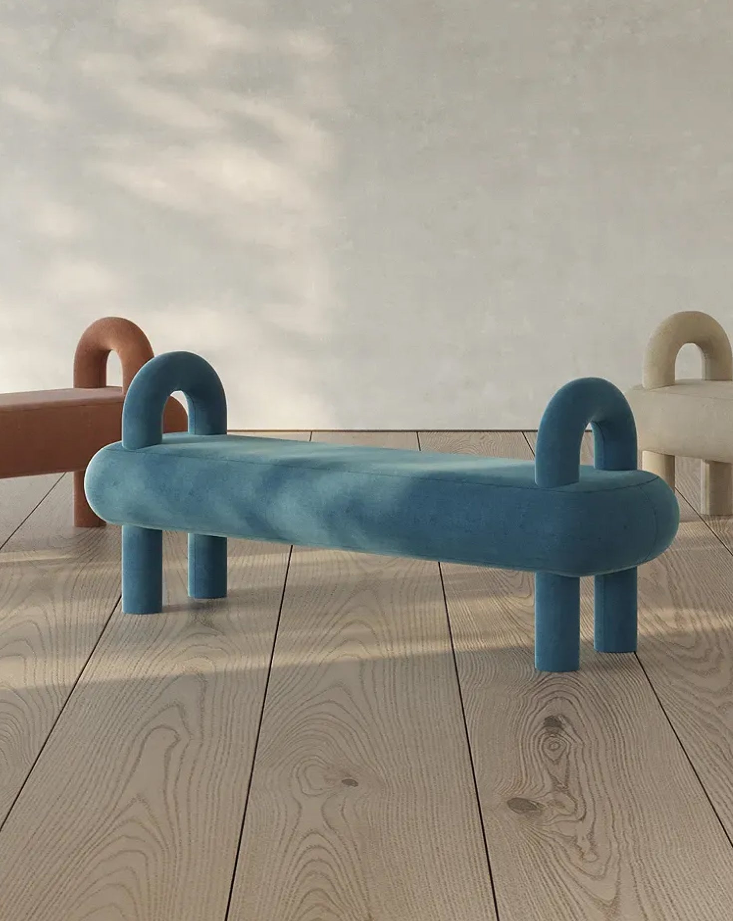 Wood and Upholstered Bench