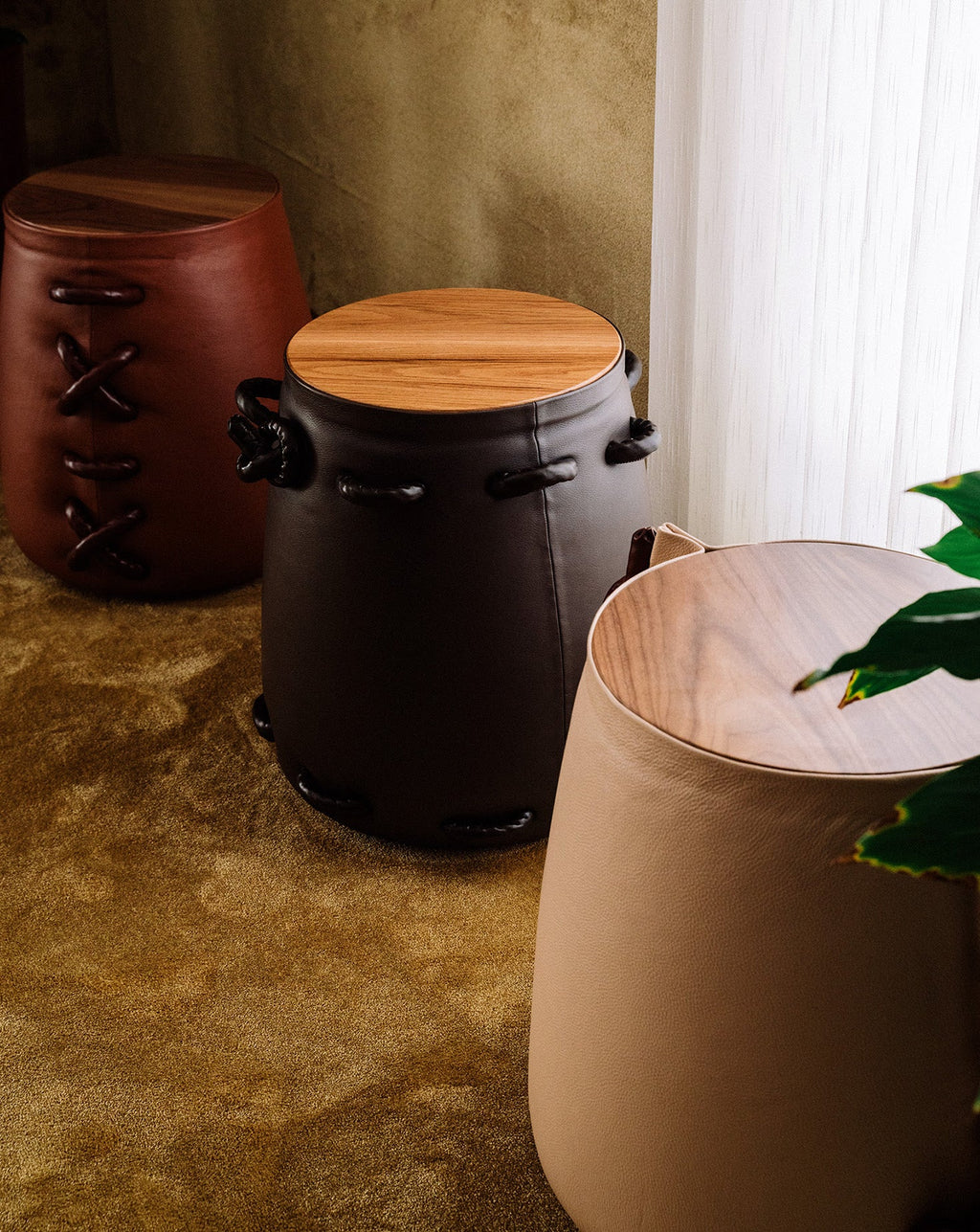 Handcrafted Leather Stool Collection