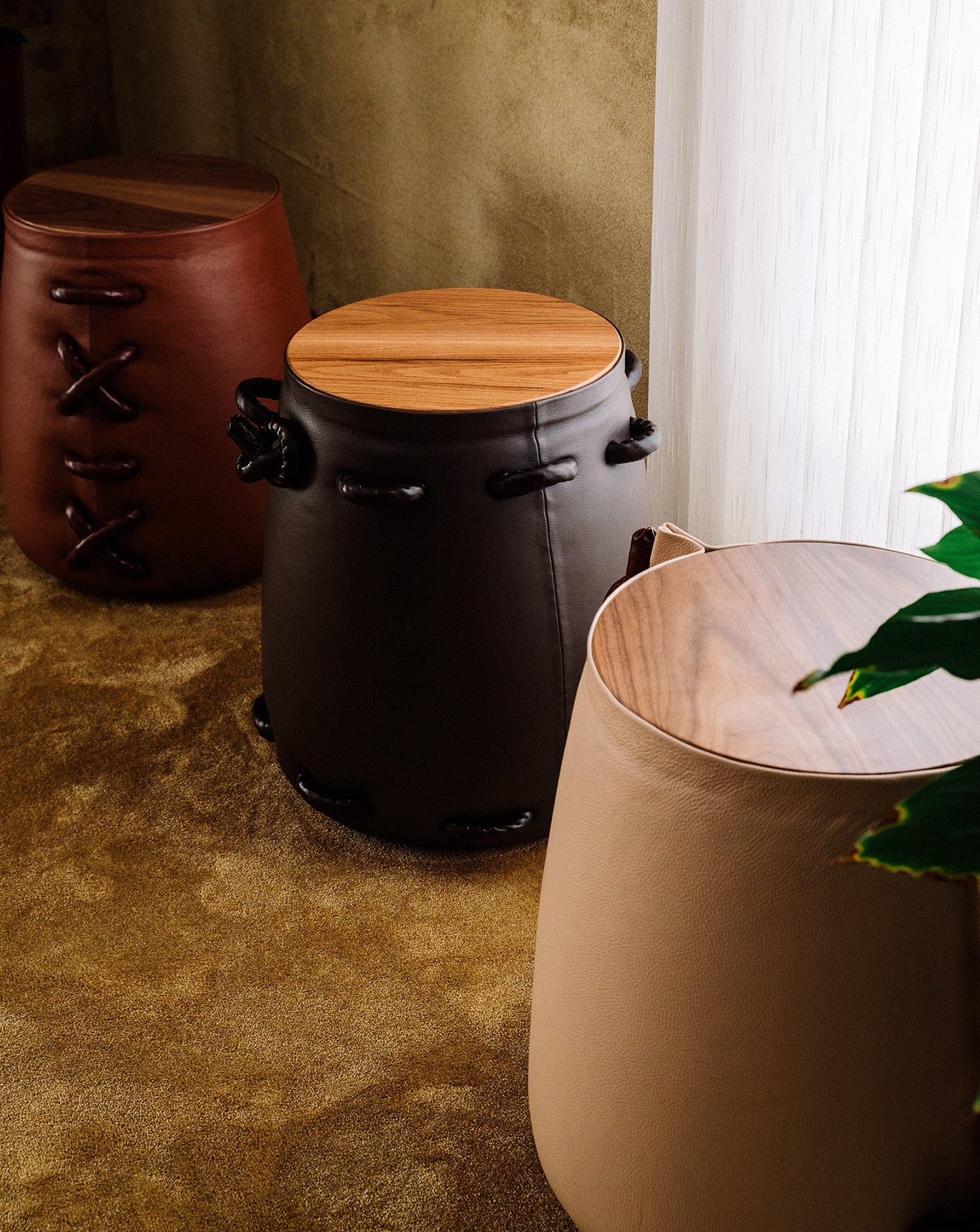 Handcrafted Leather Stool Collection