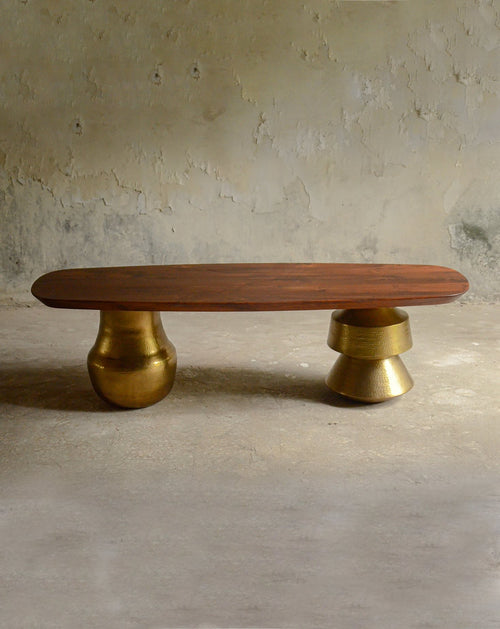 Banc en laiton et en bois