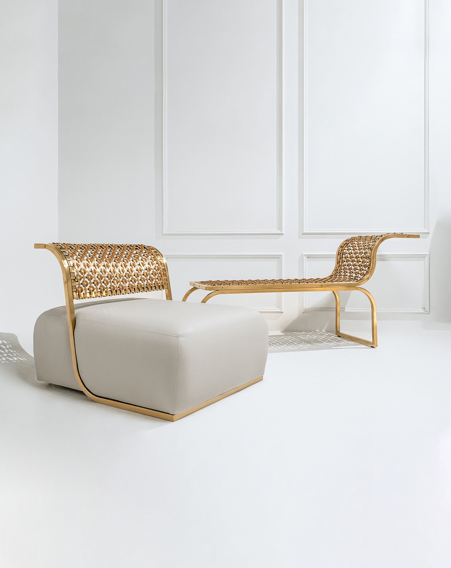 Steel and Brushed Gold Armchair