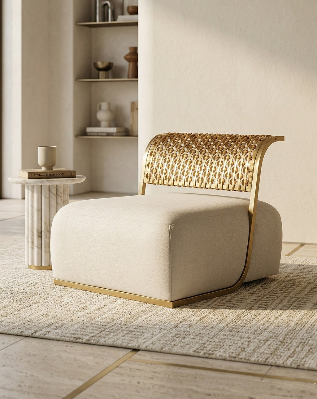 Steel and Brushed Gold Armchair