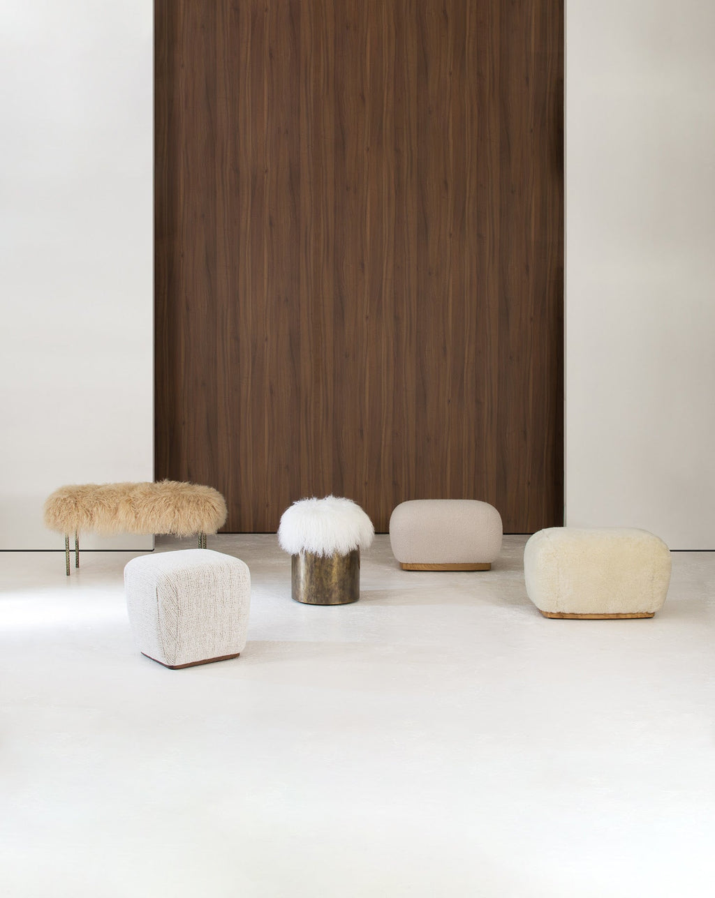 Brass and Fur Stool