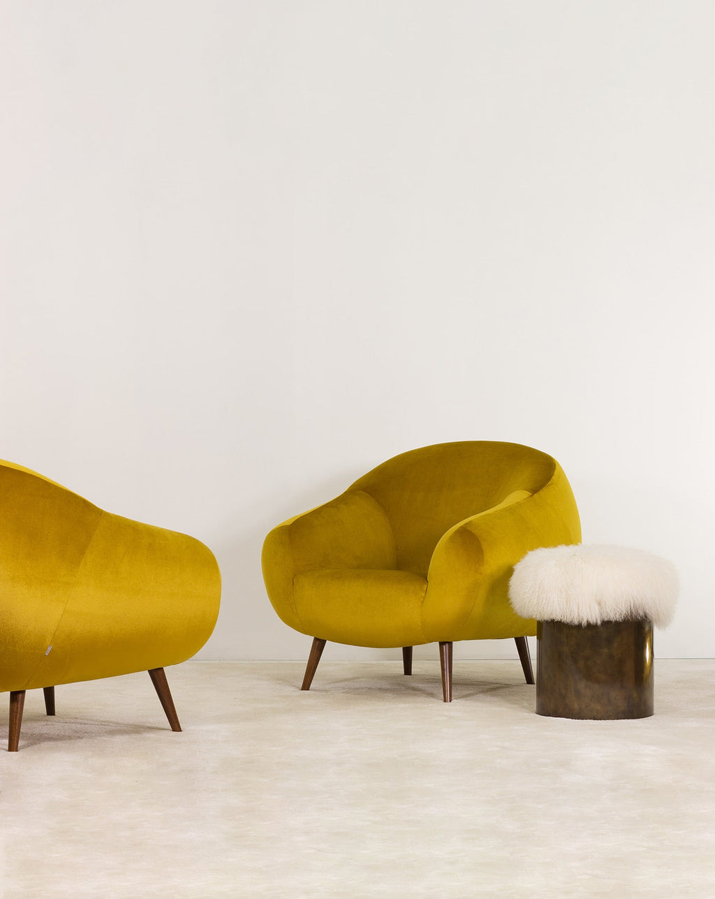 Brass and Fur Stool