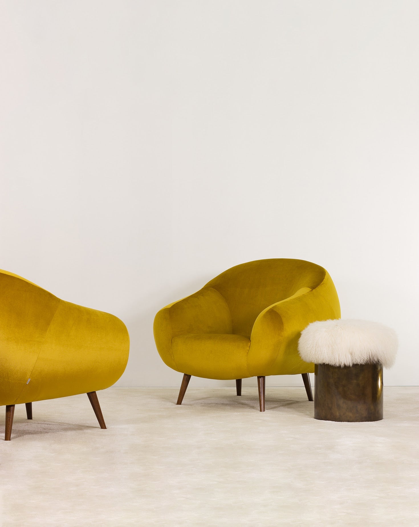 Brass and Fur Stool