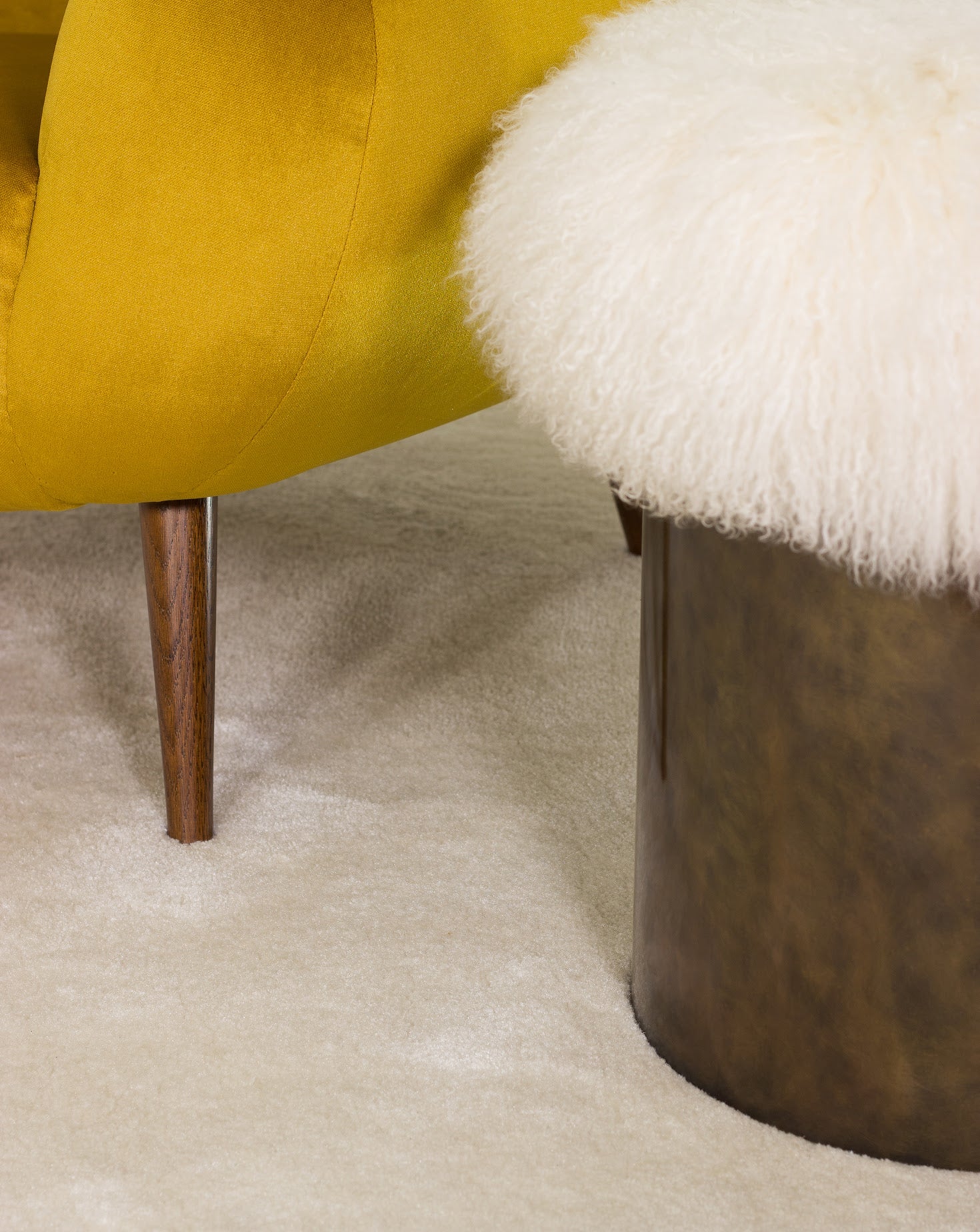 Brass and Fur Stool