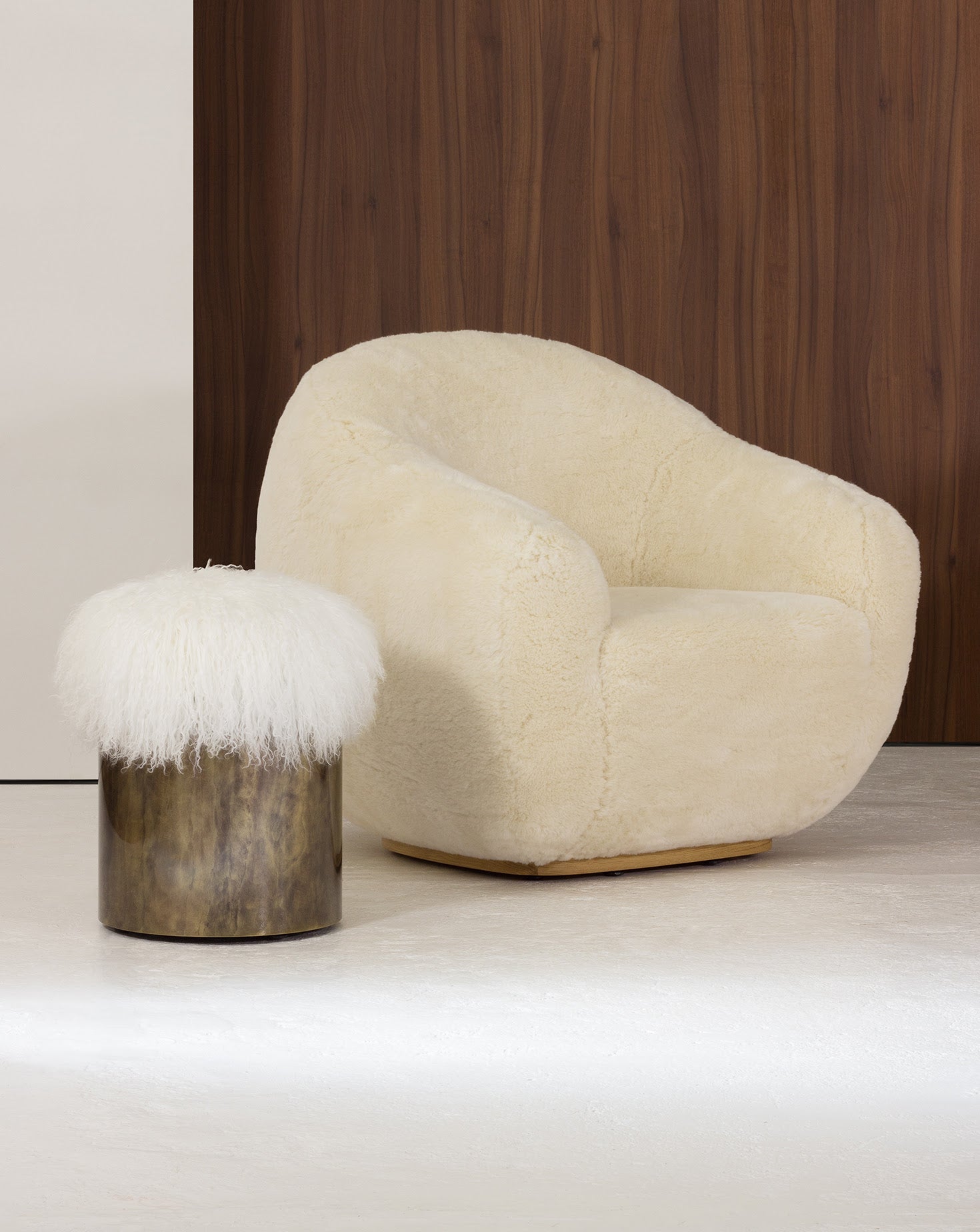 Brass and Fur Stool