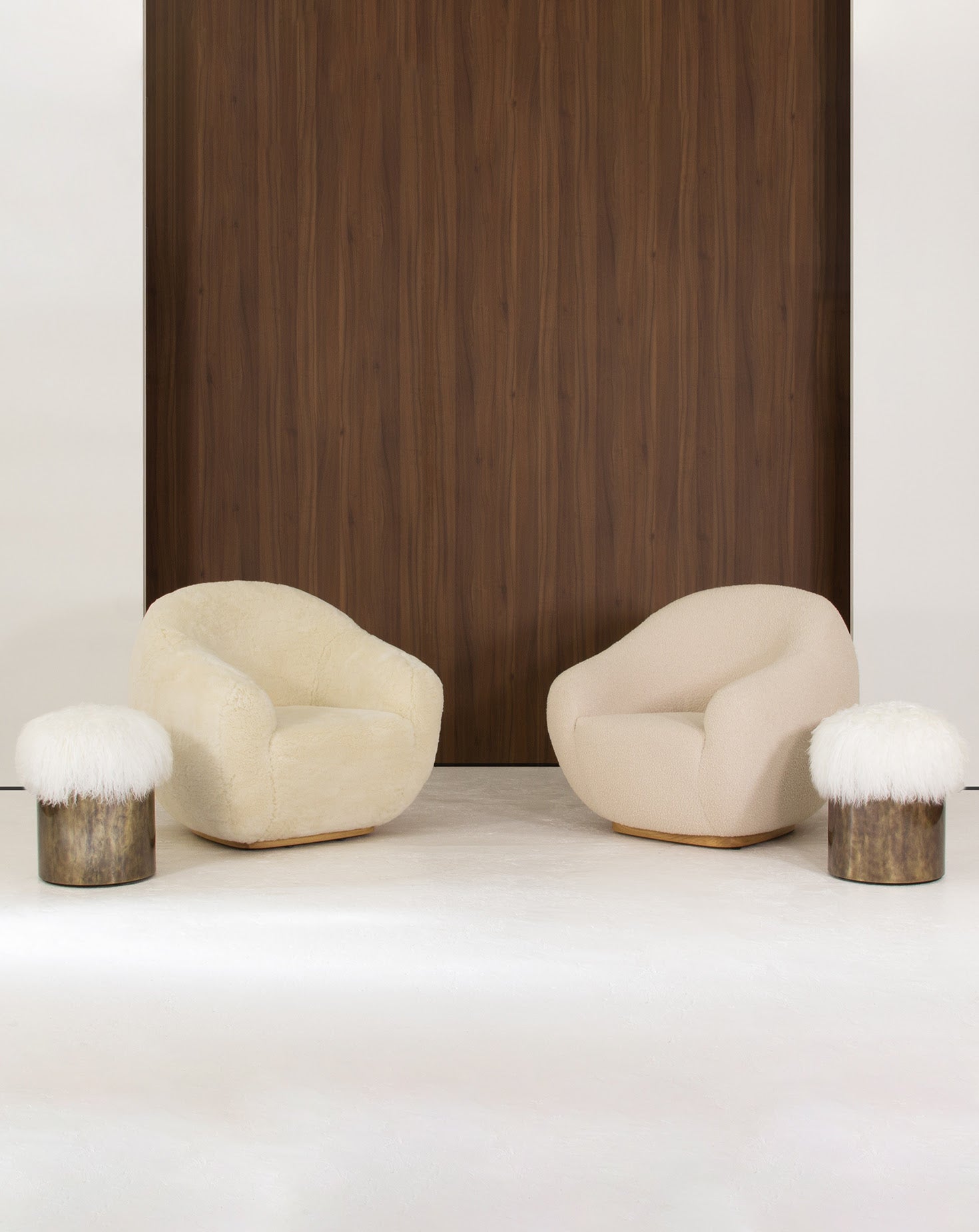 Brass and Fur Stool