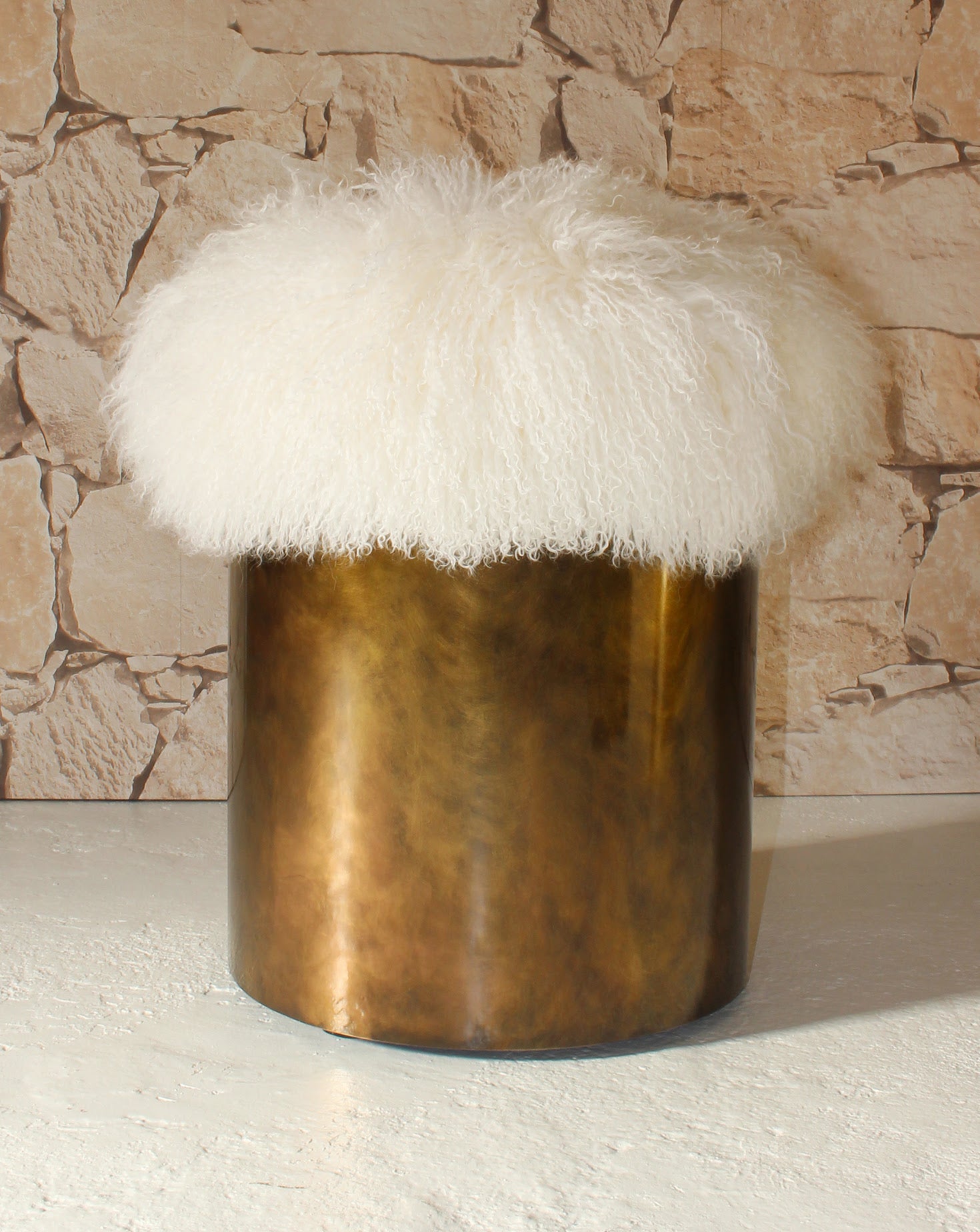 Brass and Fur Stool