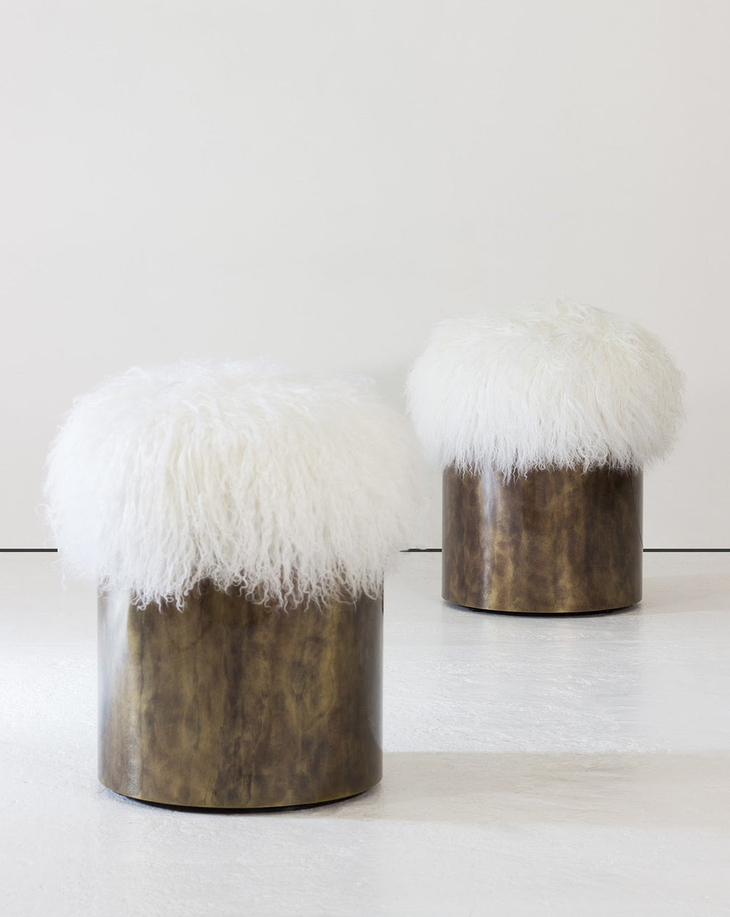 Brass and Fur Stool