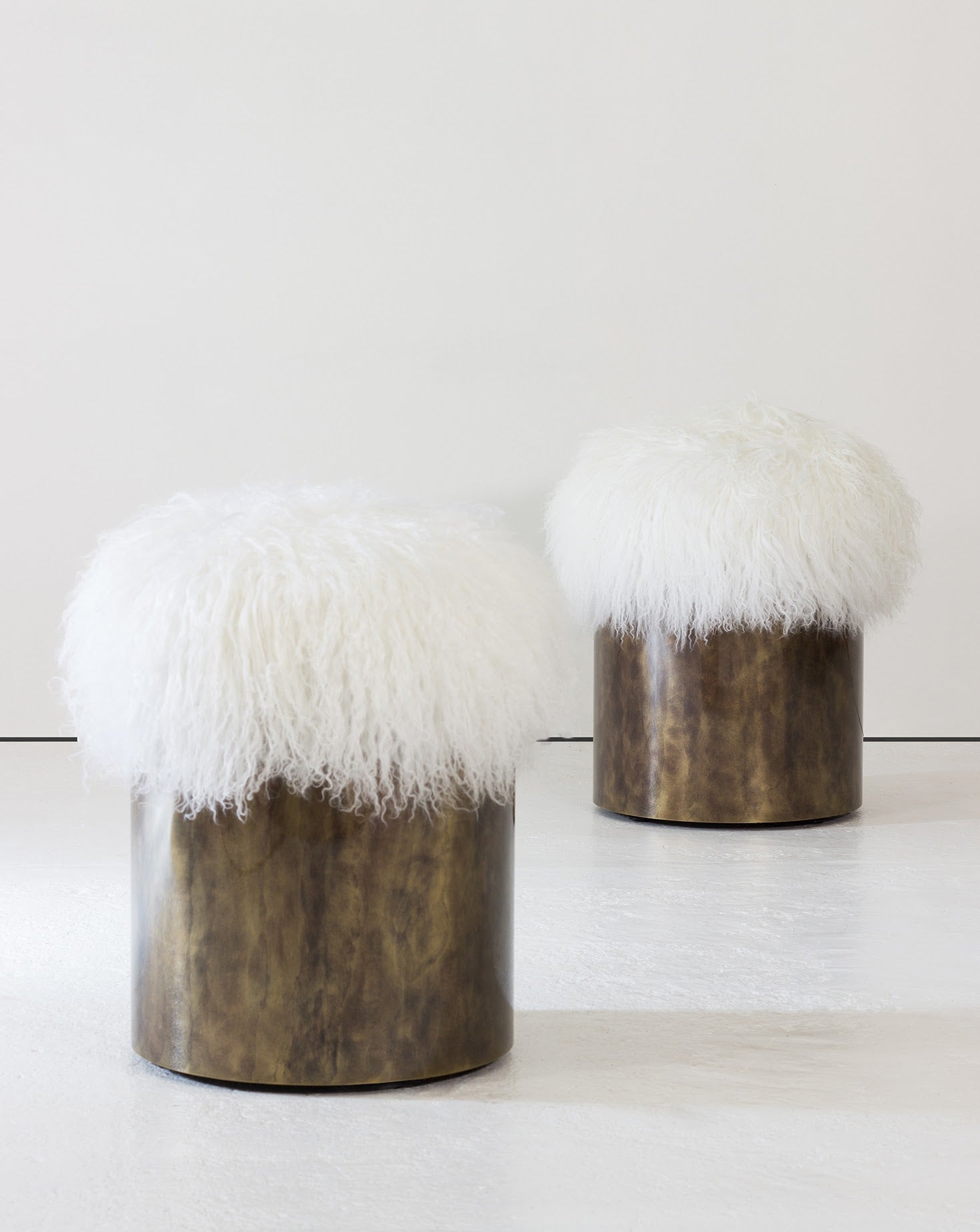 Brass and Fur Stool