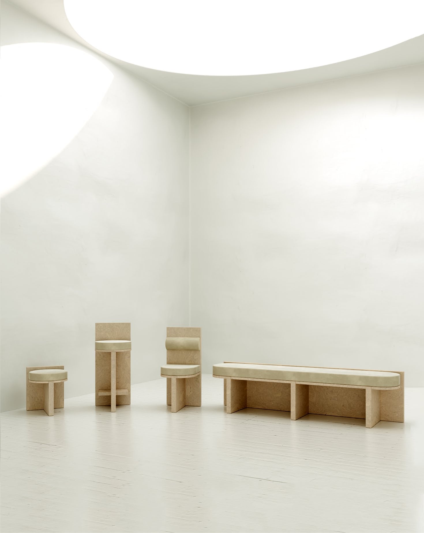 Cork and Velvet Stool
