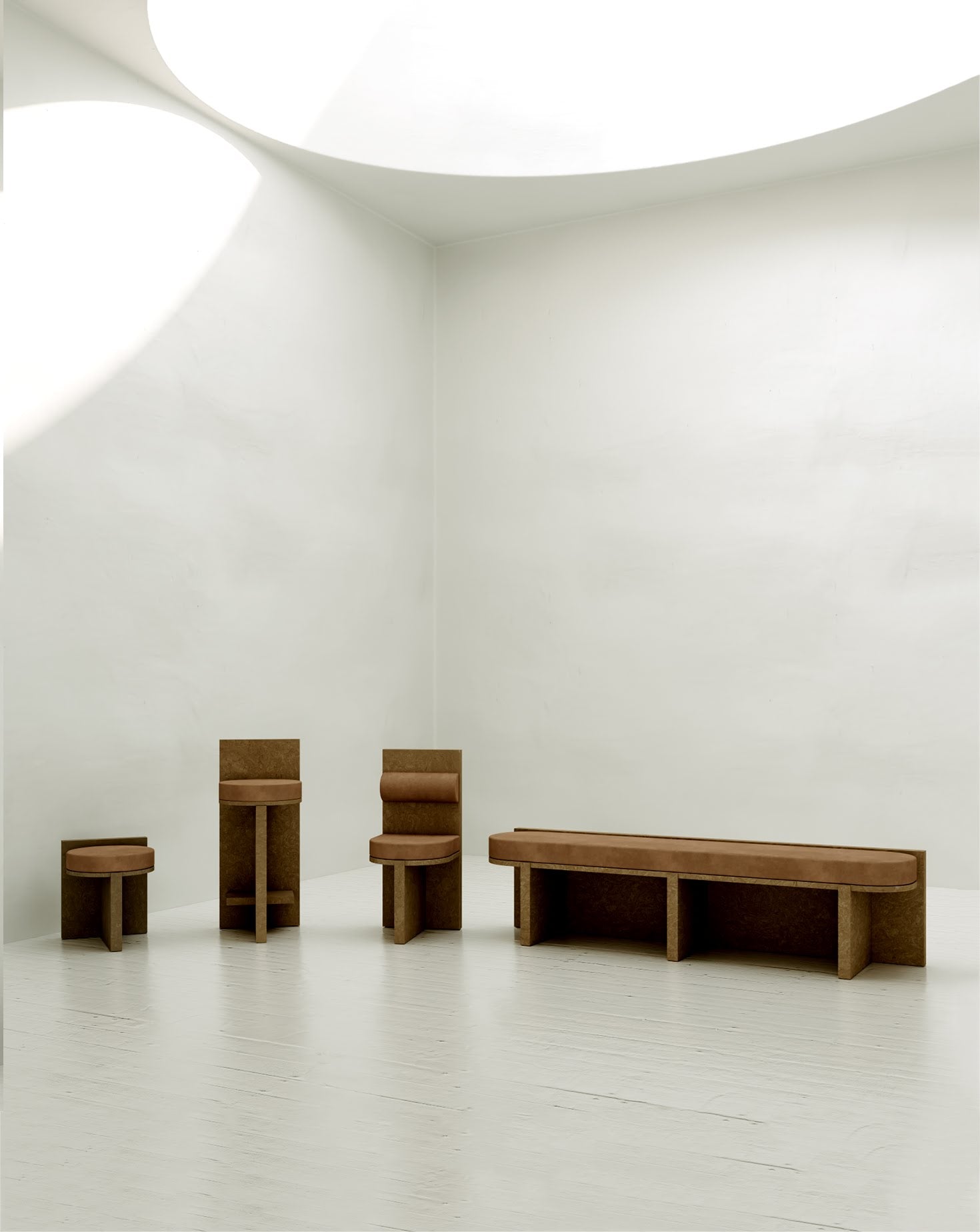 Cork and Velvet Stool