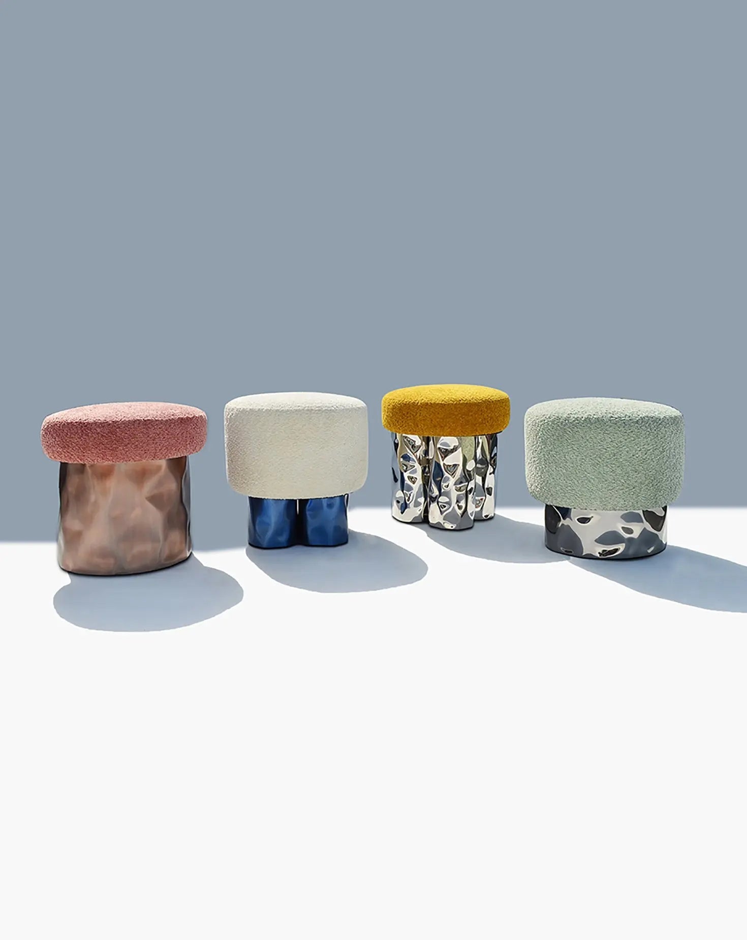 4 Yellow Pouf Stool / Ottoman