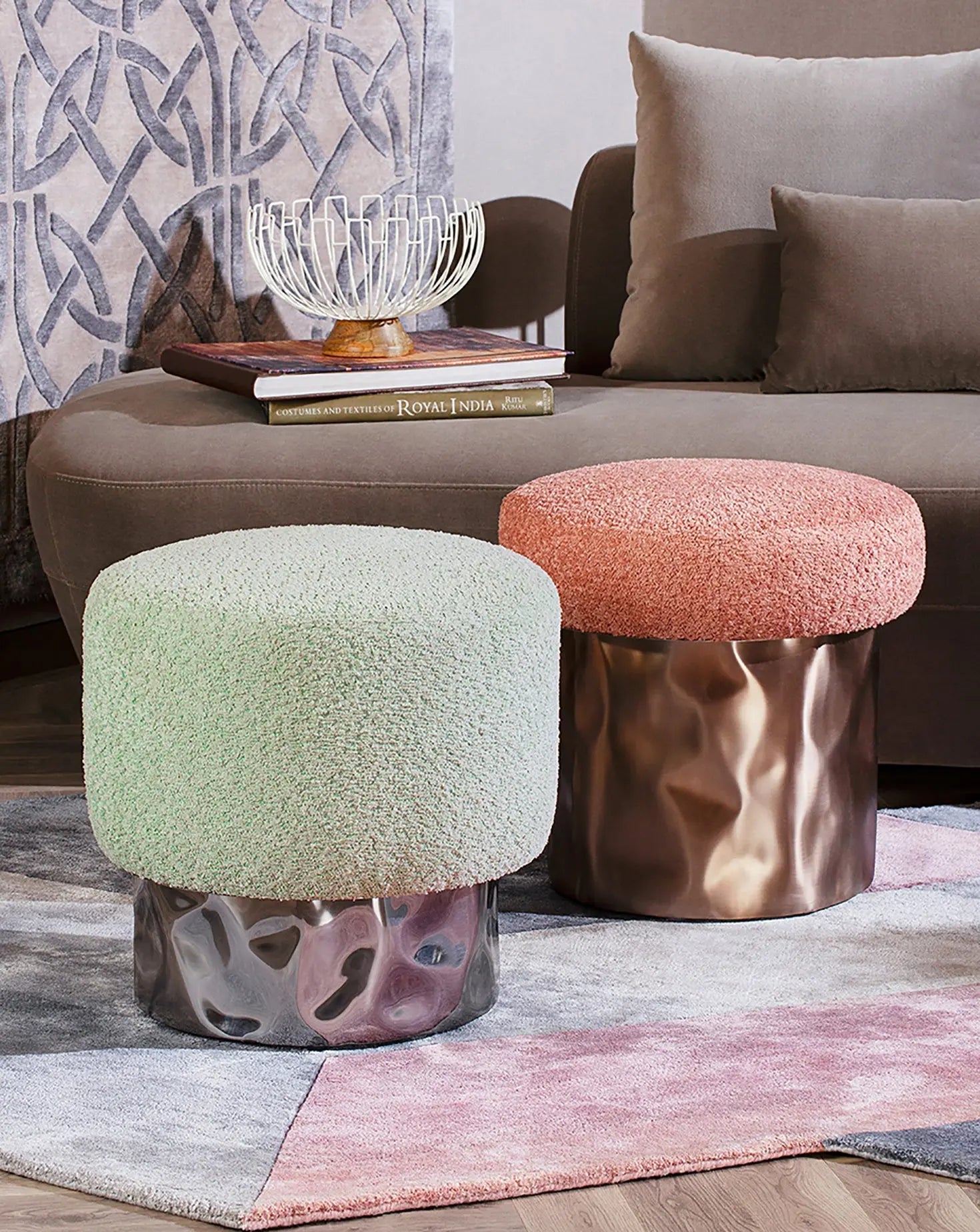 Pink Pouf Stool / Ottoman