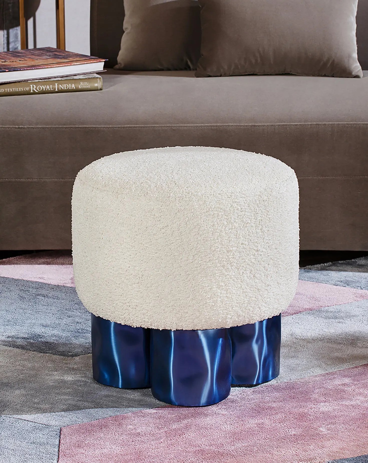 4 White Pouf Stool / Ottoman