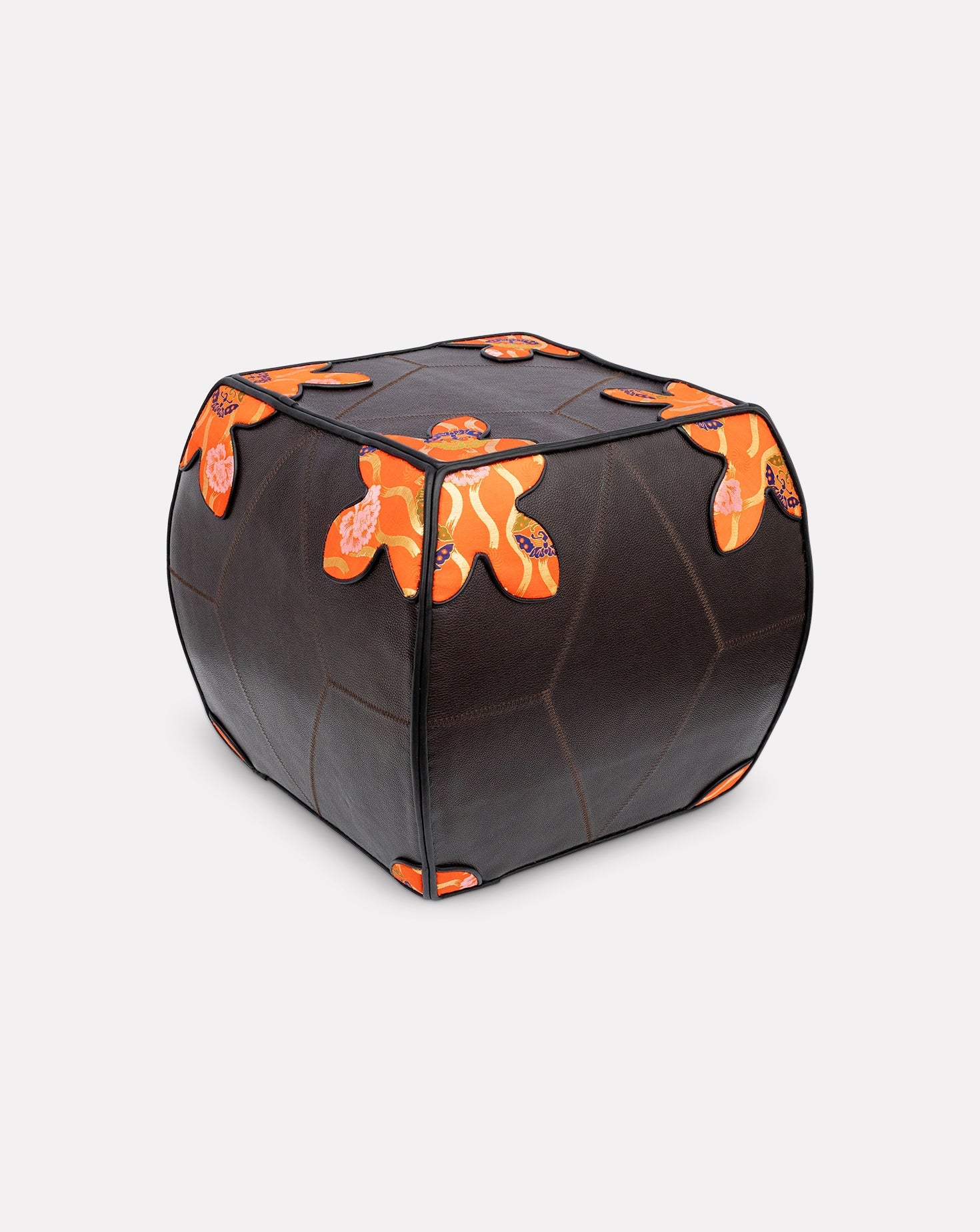 Chinese Silk Brocade Pouffe