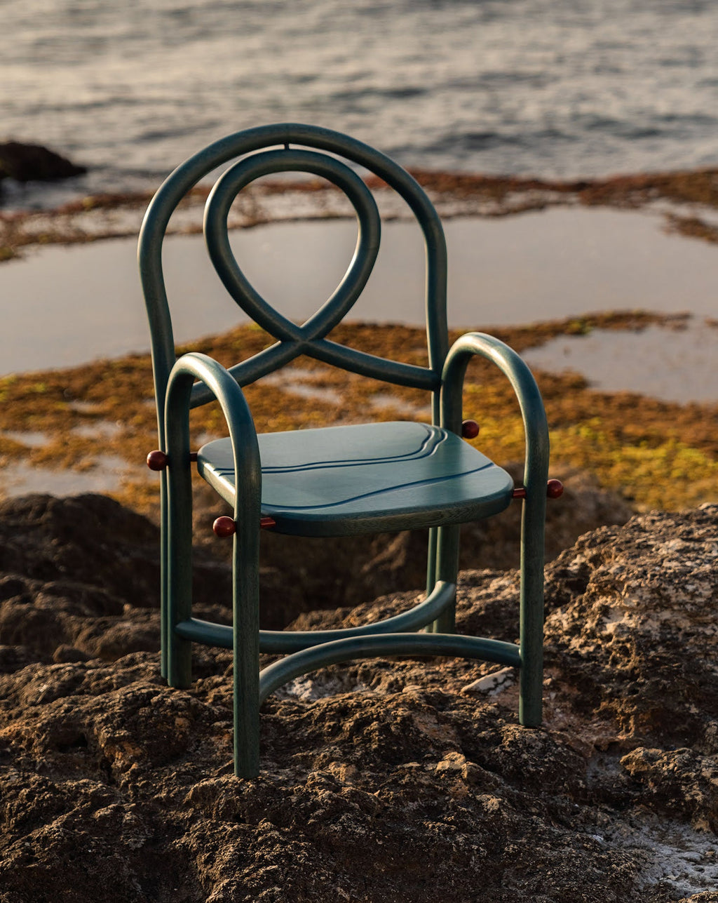 Maple Wood and Carmine Armchair
