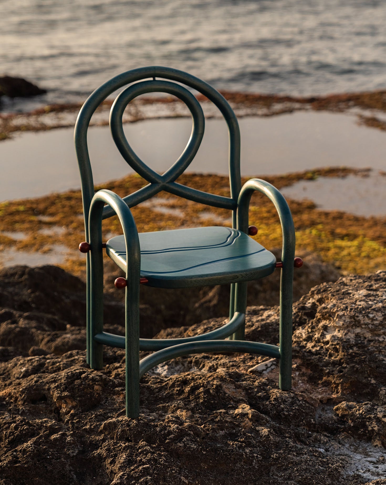 Maple Wood and Carmine Armchair