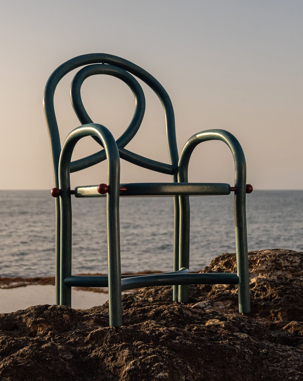 Maple Wood and Carmine Armchair