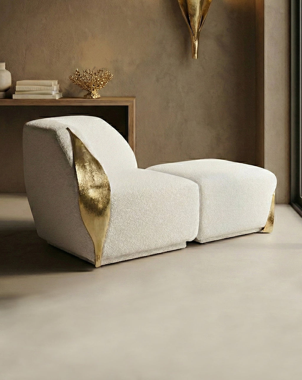Palm Polished Brass Sofa