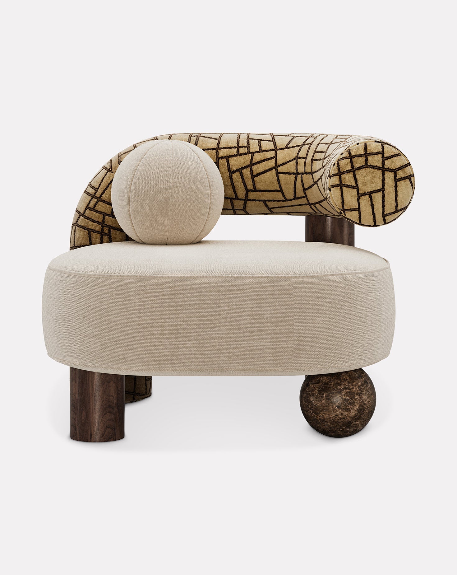 Marble and Wood Armchair