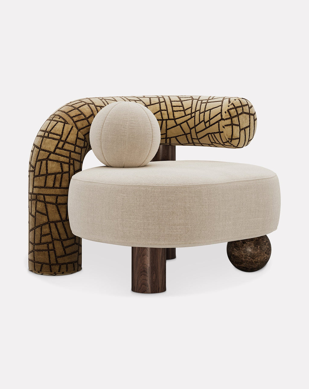 Marble and Wood Armchair
