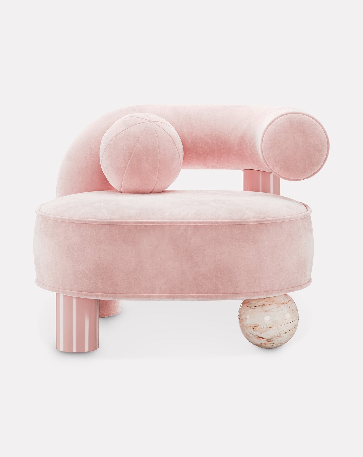 Marble and Wood Armchair