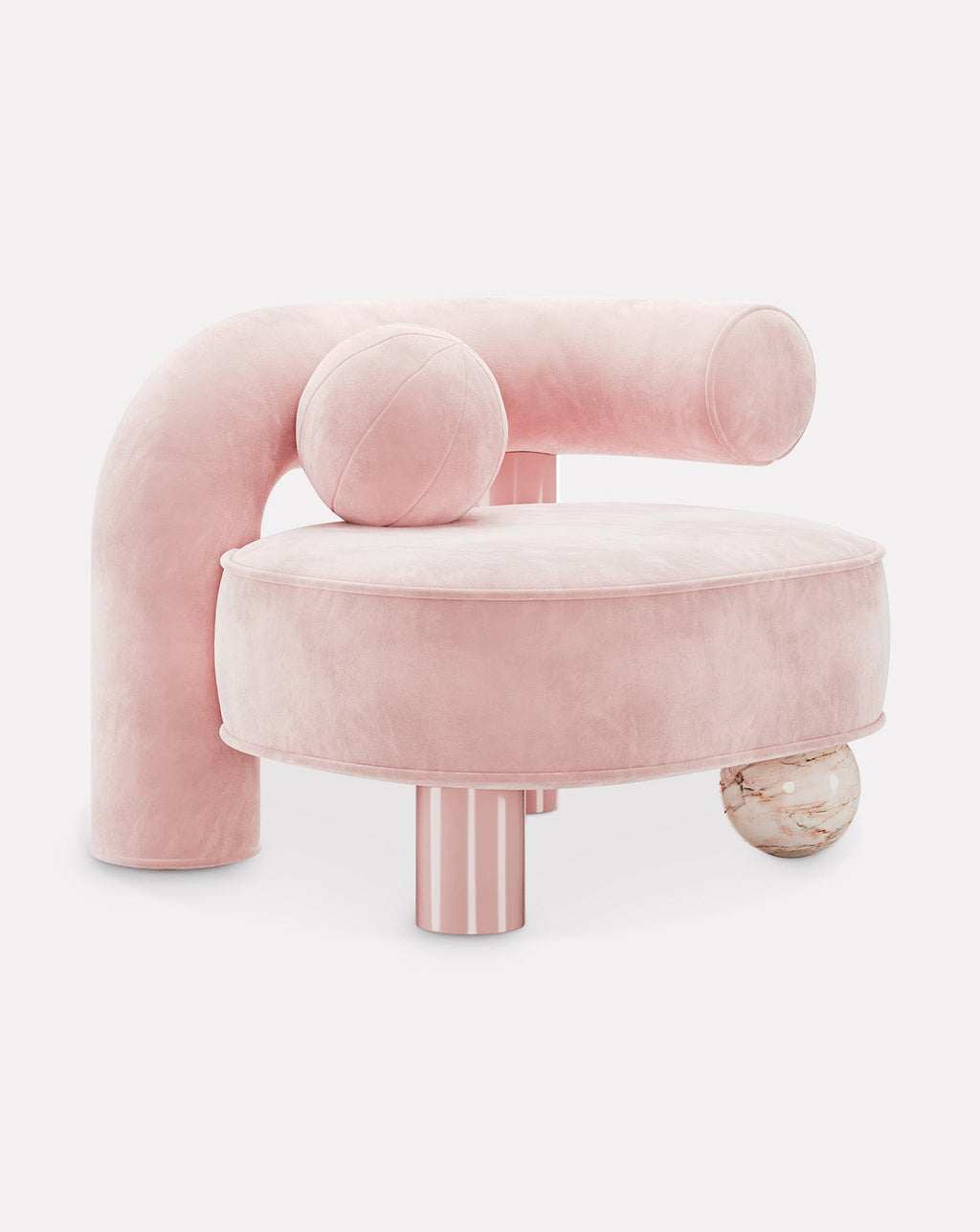 Marble and Wood Armchair