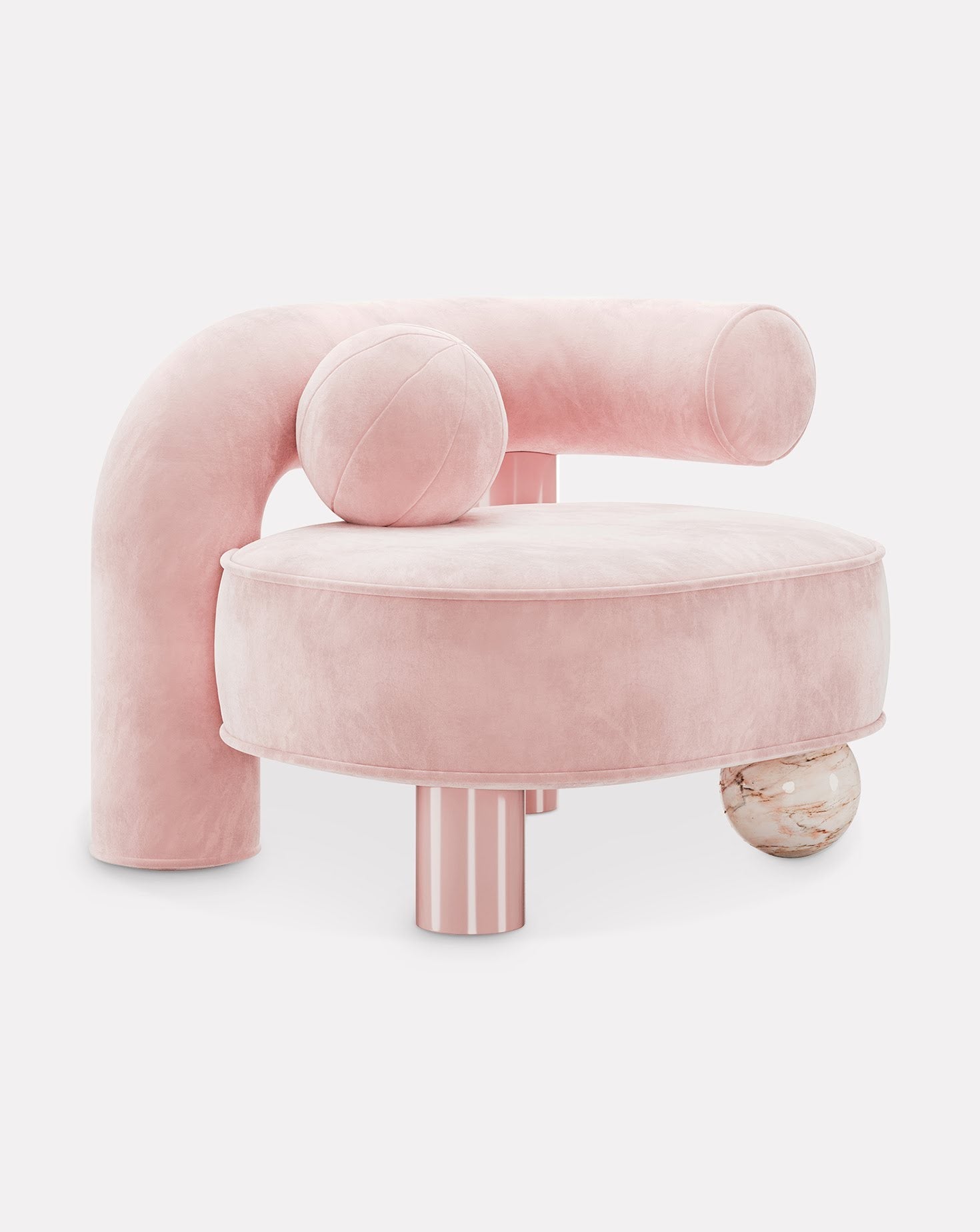 Marble and Wood Armchair
