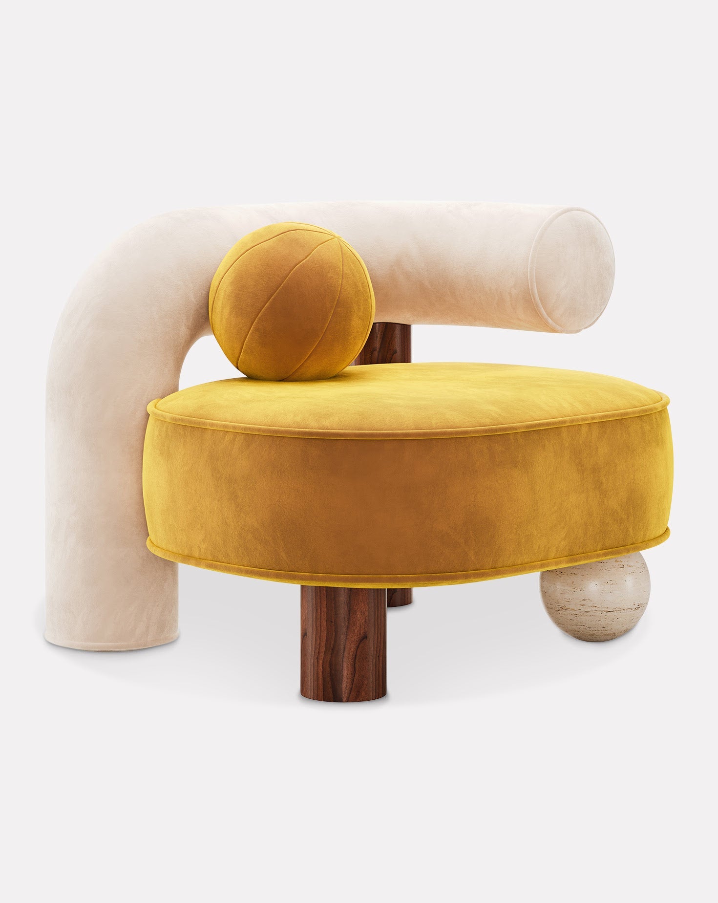 Marble and Wood Armchair