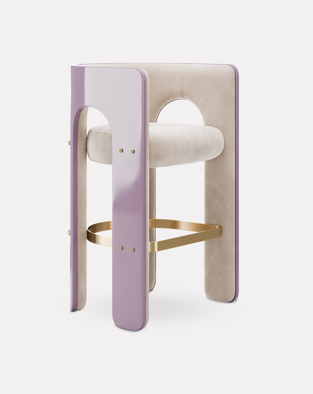 Wood and Brass Bar Stool