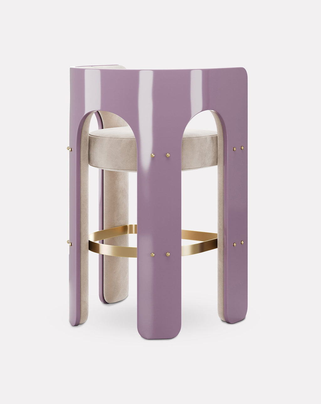 Wood and Brass Bar Stool