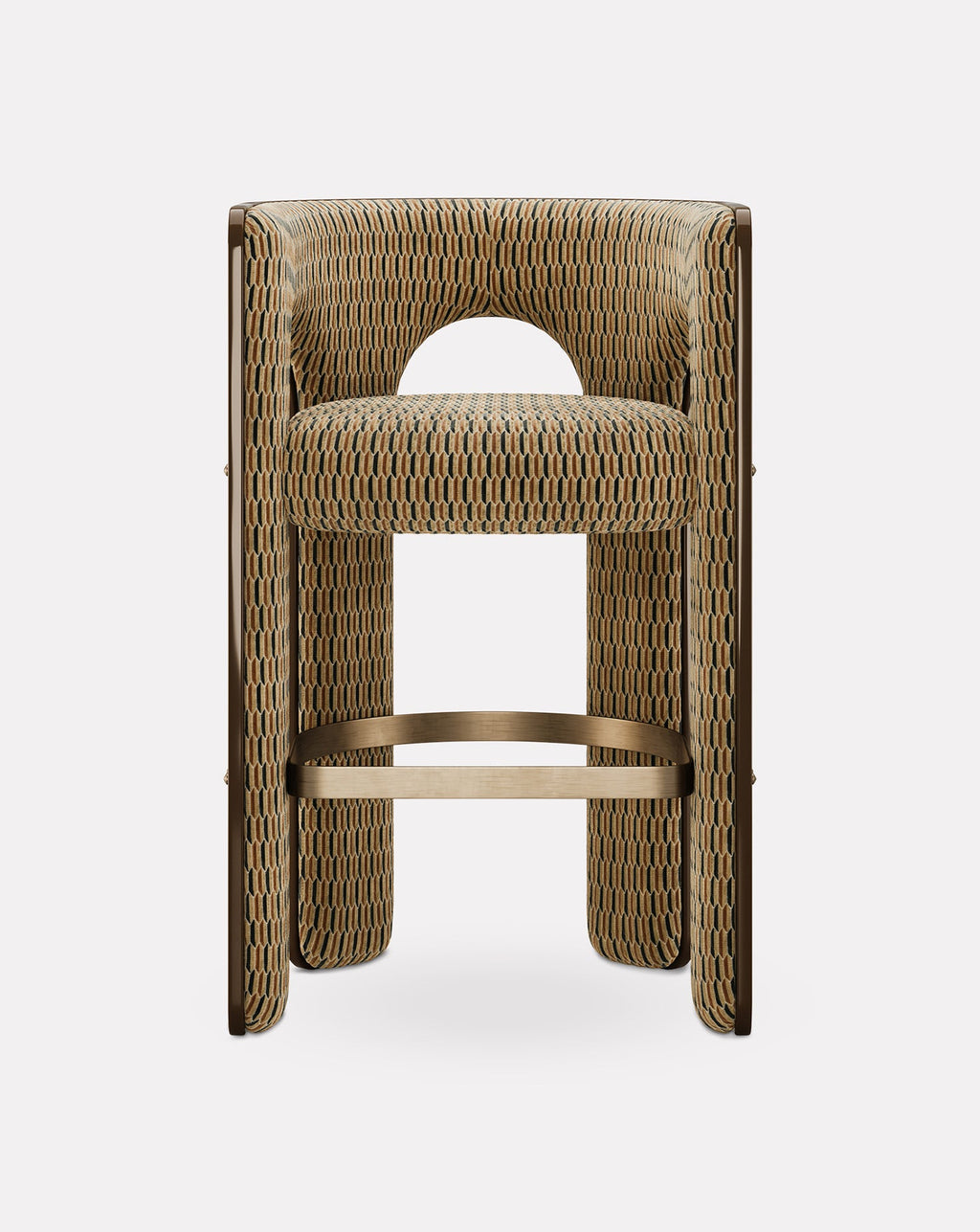 Wood and Brass Bar Stool