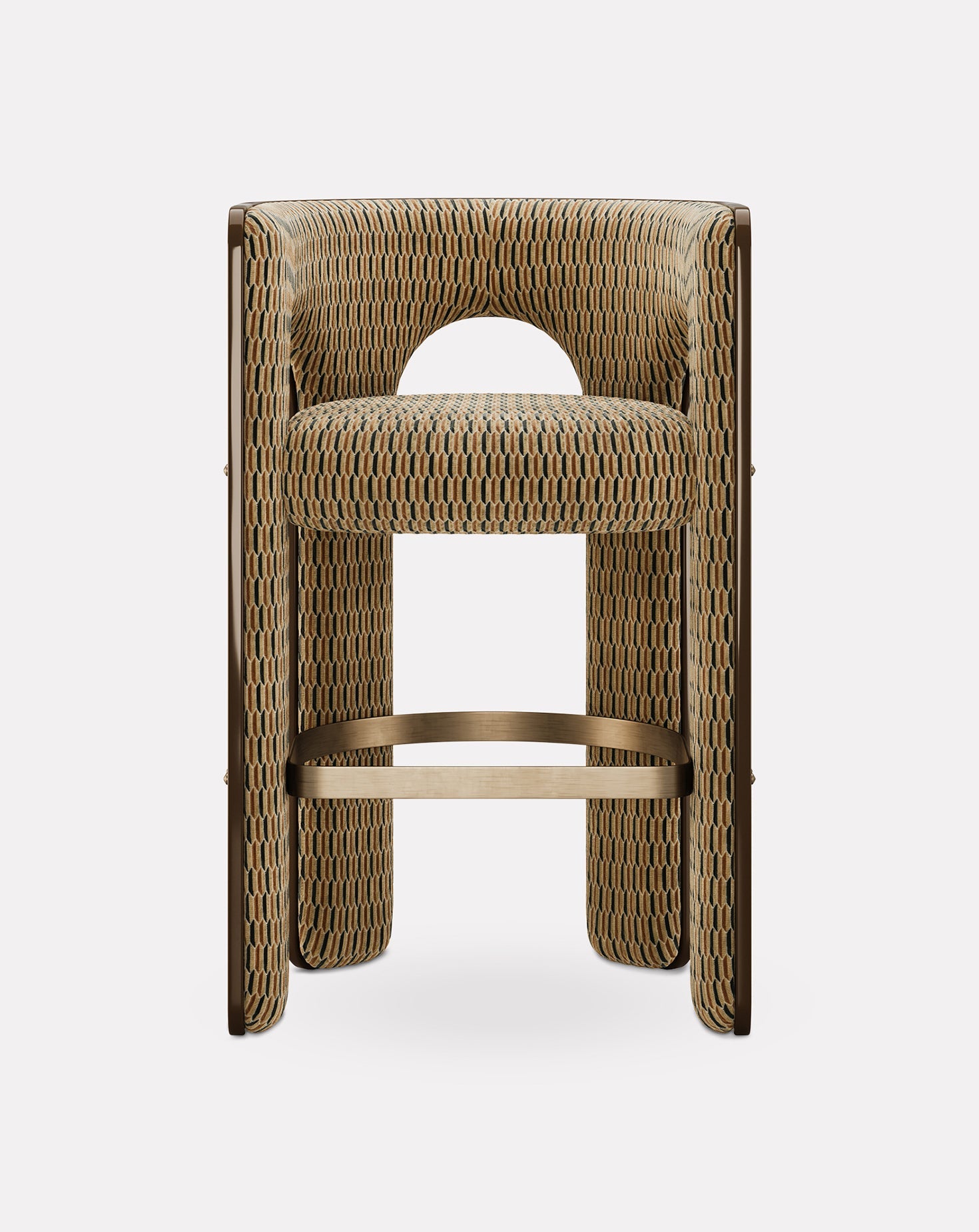 Wood and Brass Bar Stool
