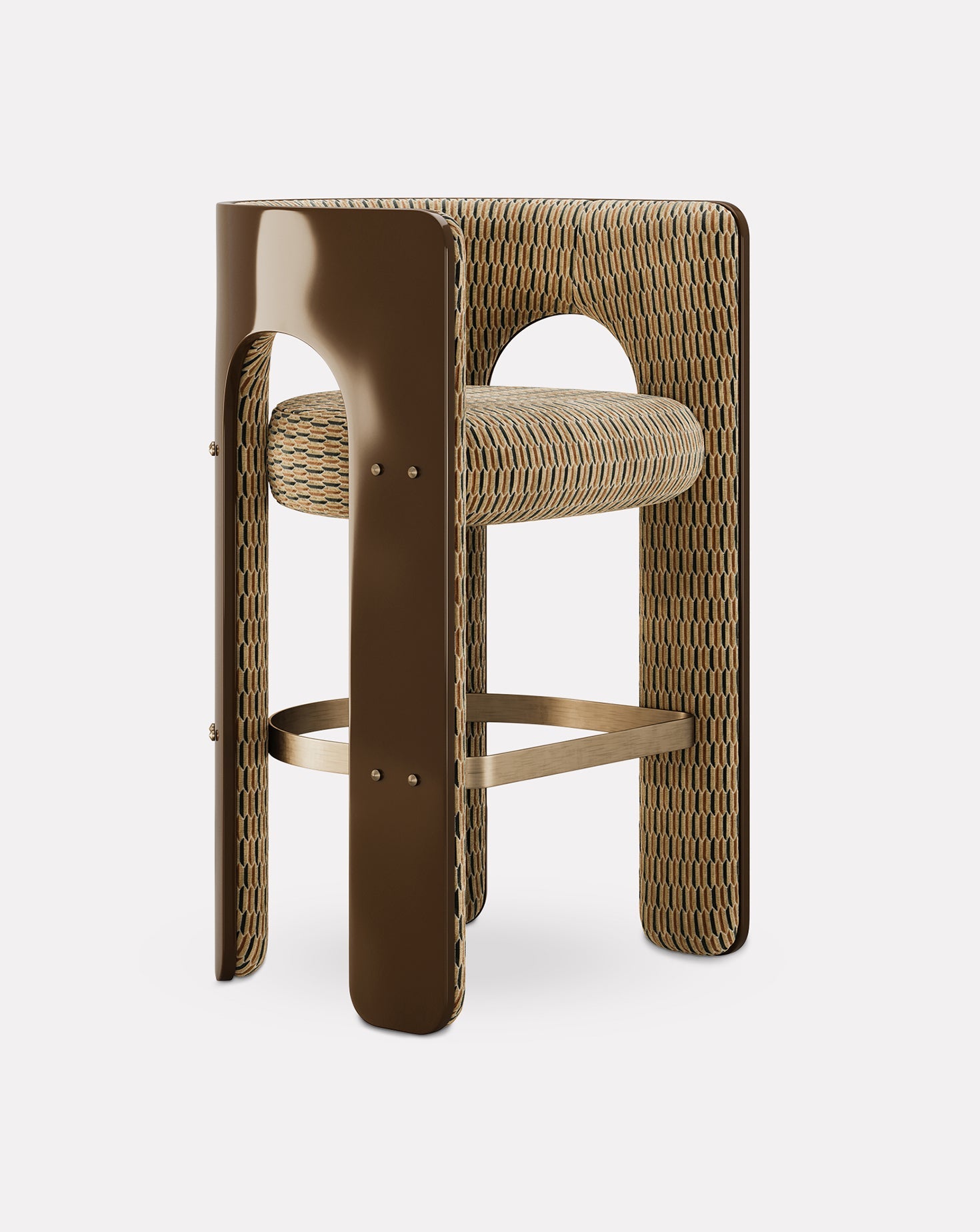 Wood and Brass Bar Stool
