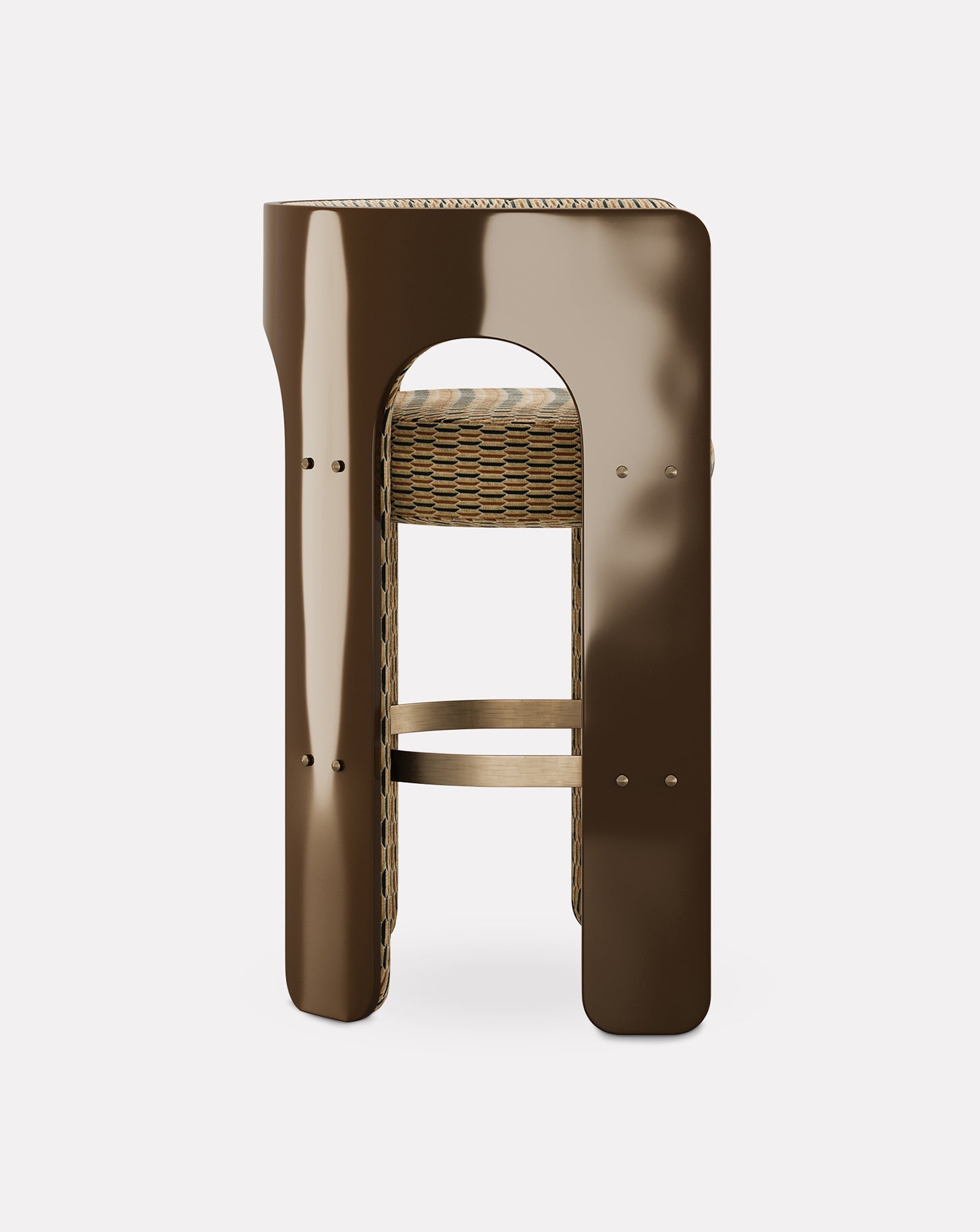 Wood and Brass Bar Stool