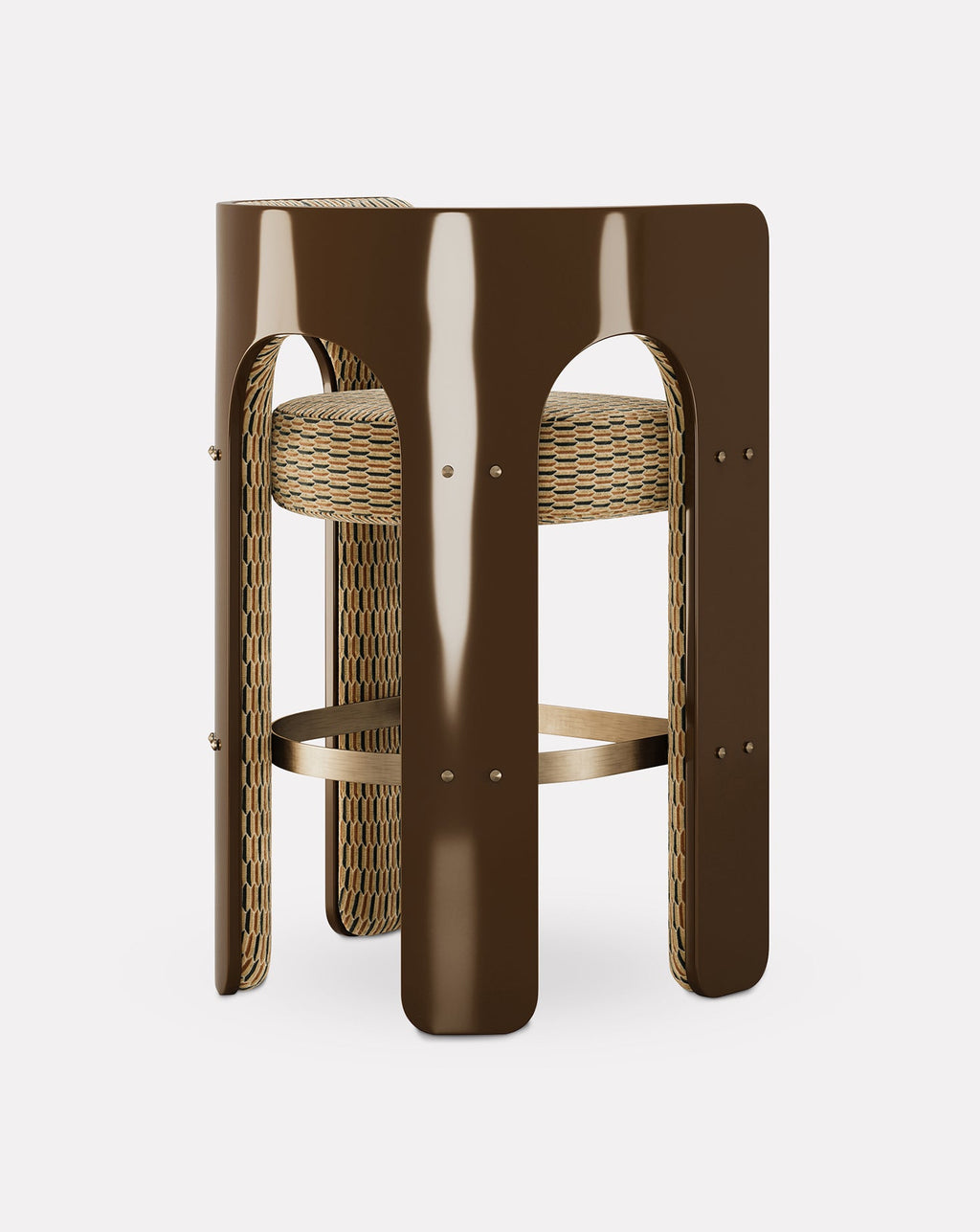 Wood and Brass Bar Stool
