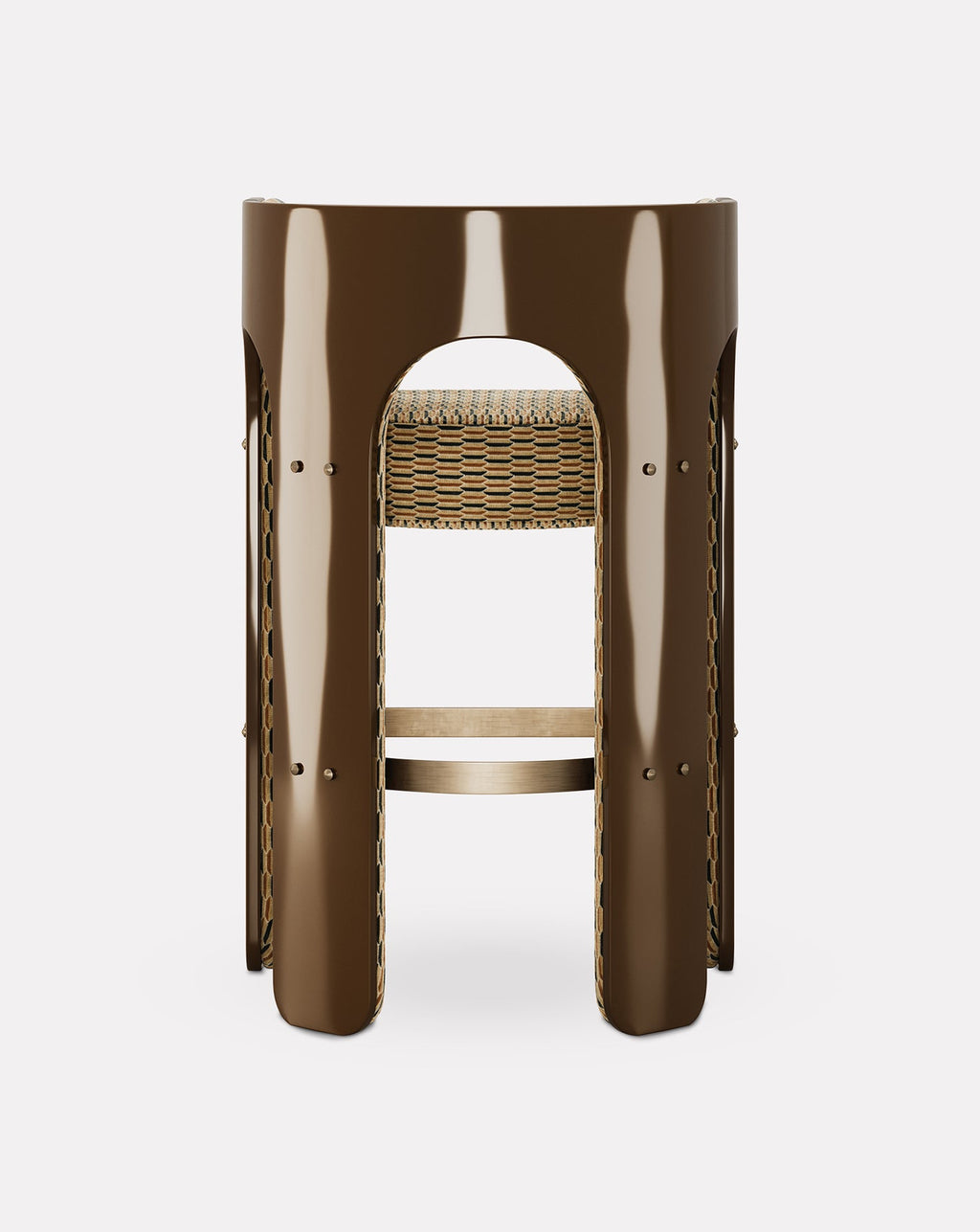 Wood and Brass Bar Stool