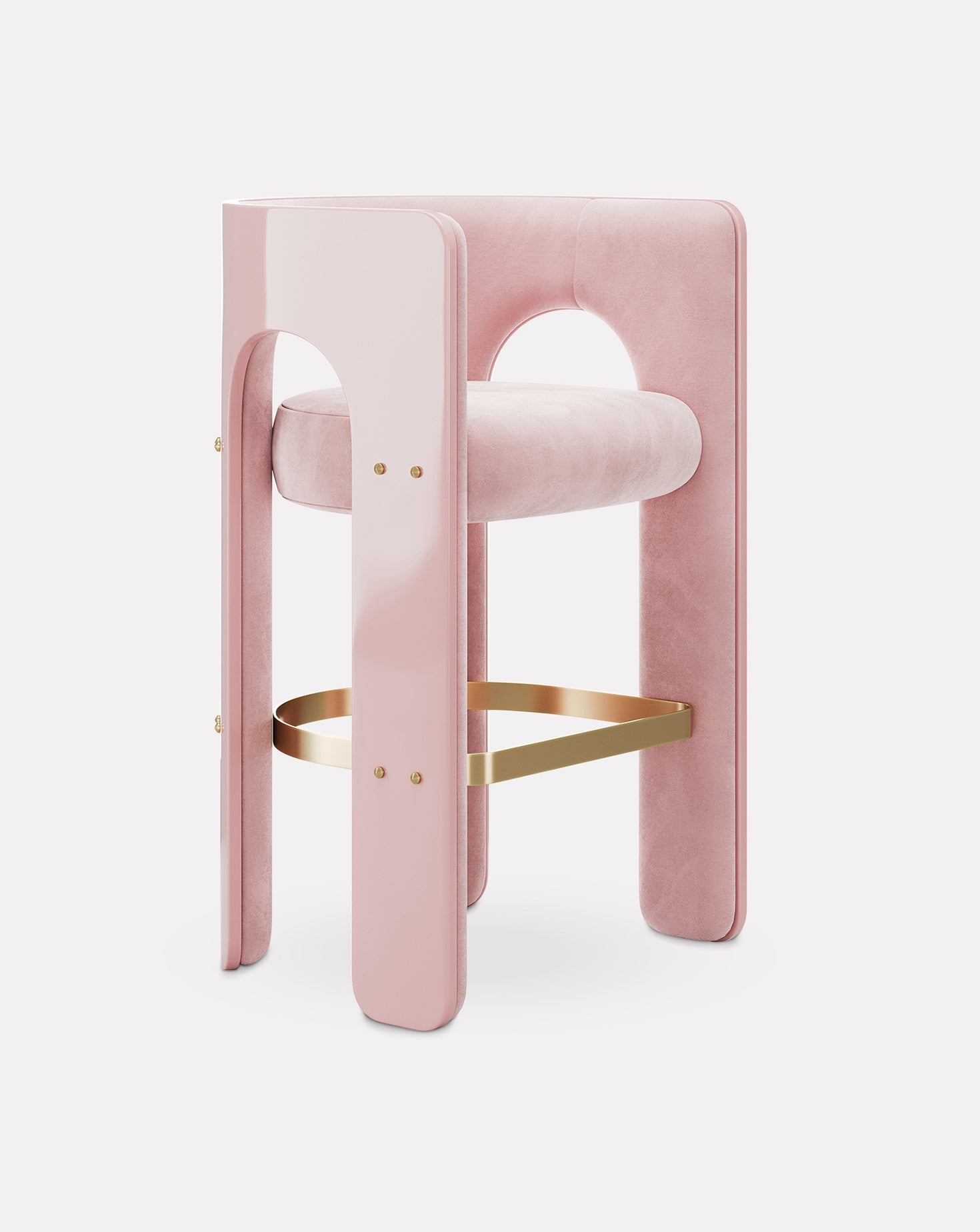 Wood and Brass Bar Stool