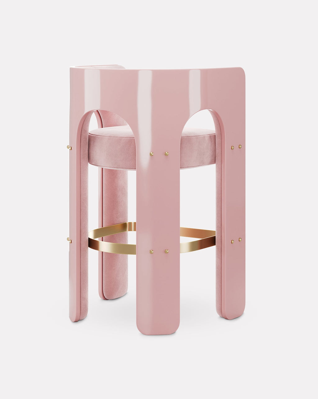 Wood and Brass Bar Stool