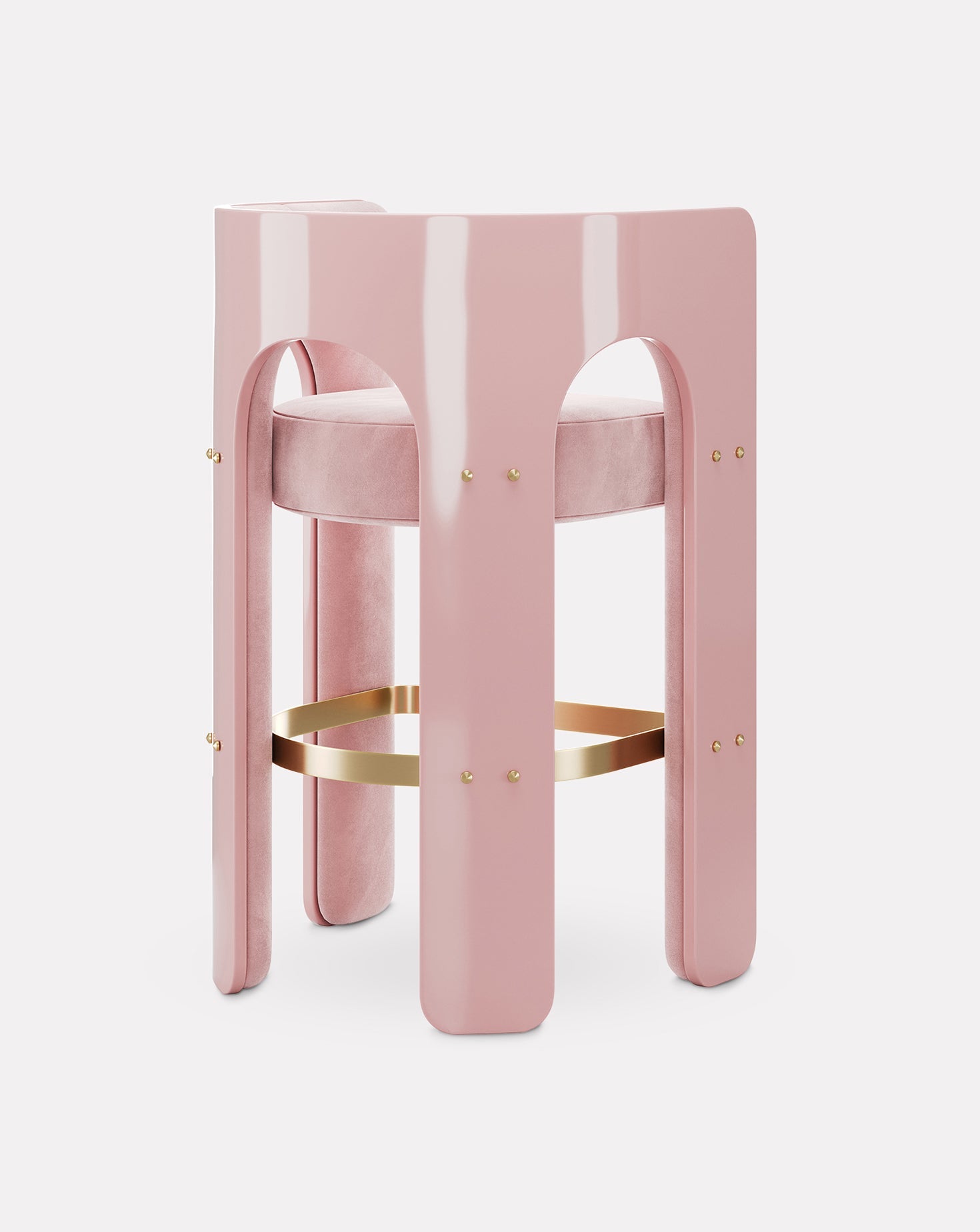 Wood and Brass Bar Stool