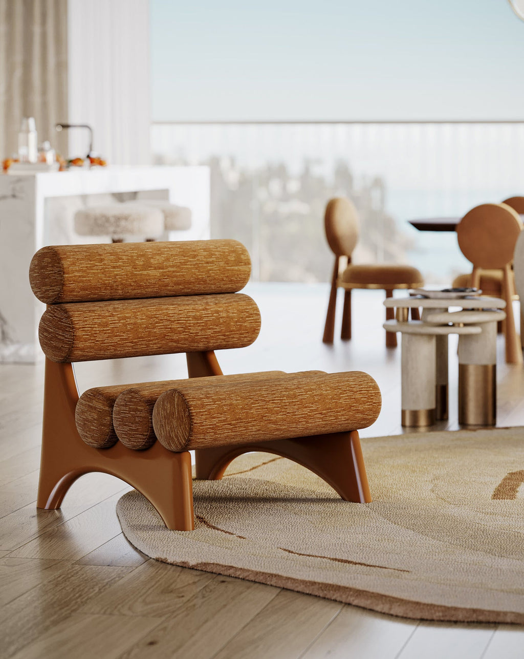 Wood and Brass Armchair