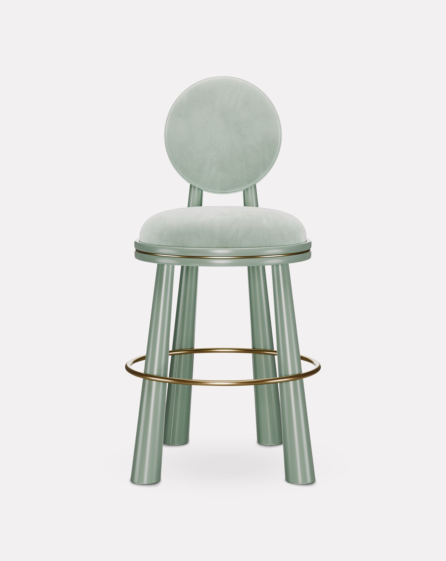Brass and Velvet Bar Stool
