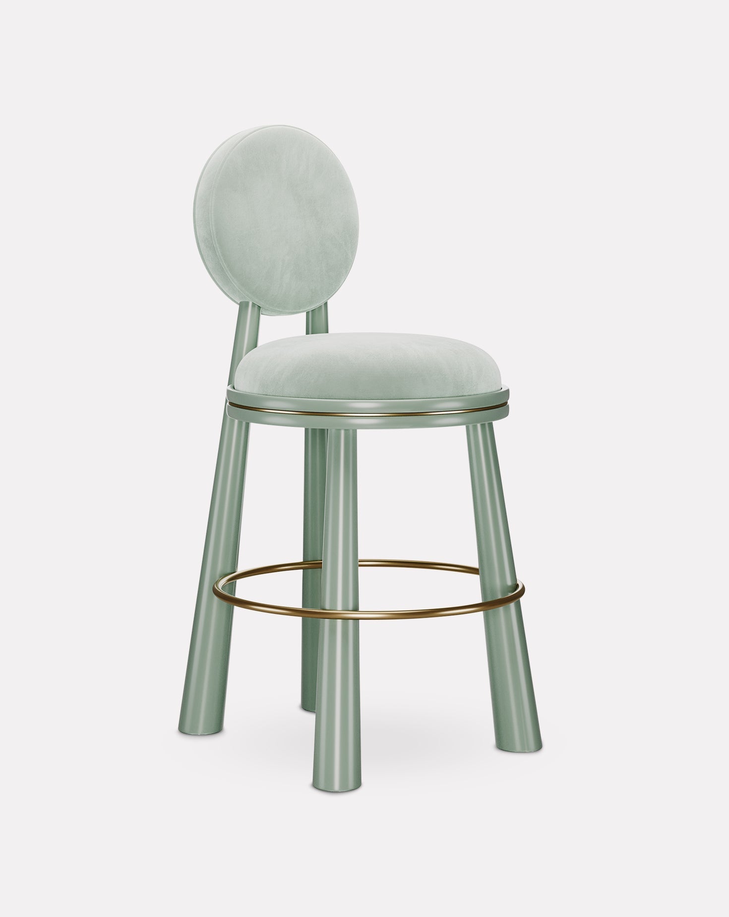 Brass and Velvet Bar Stool